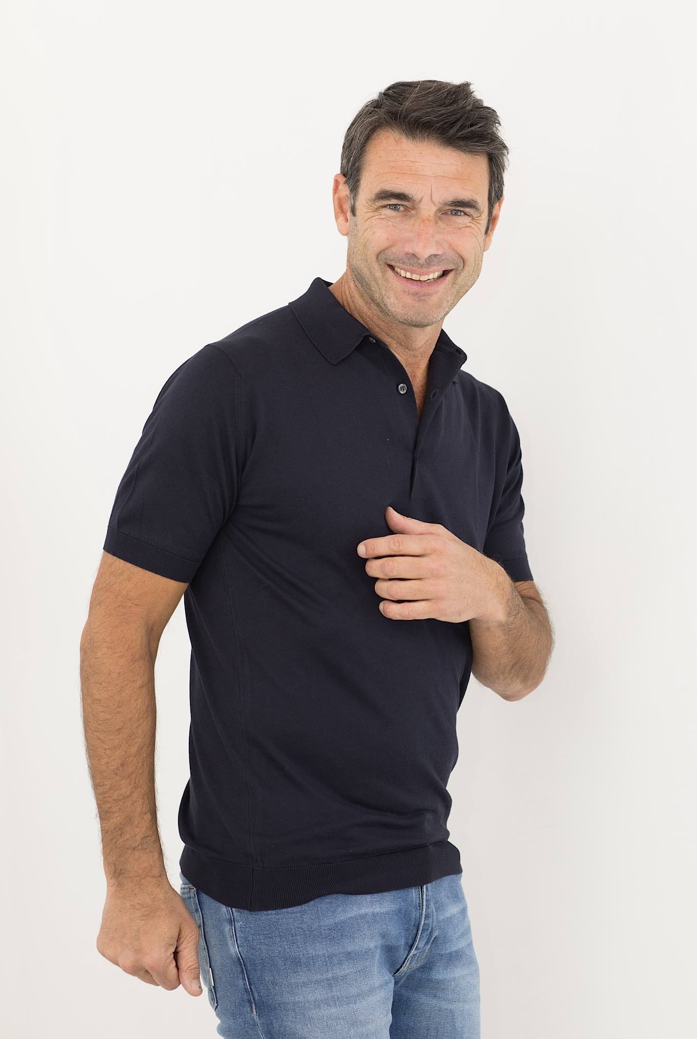 Polo "Adrian" Cotone Sea Island Blu Navy JOHN SMEDLEY