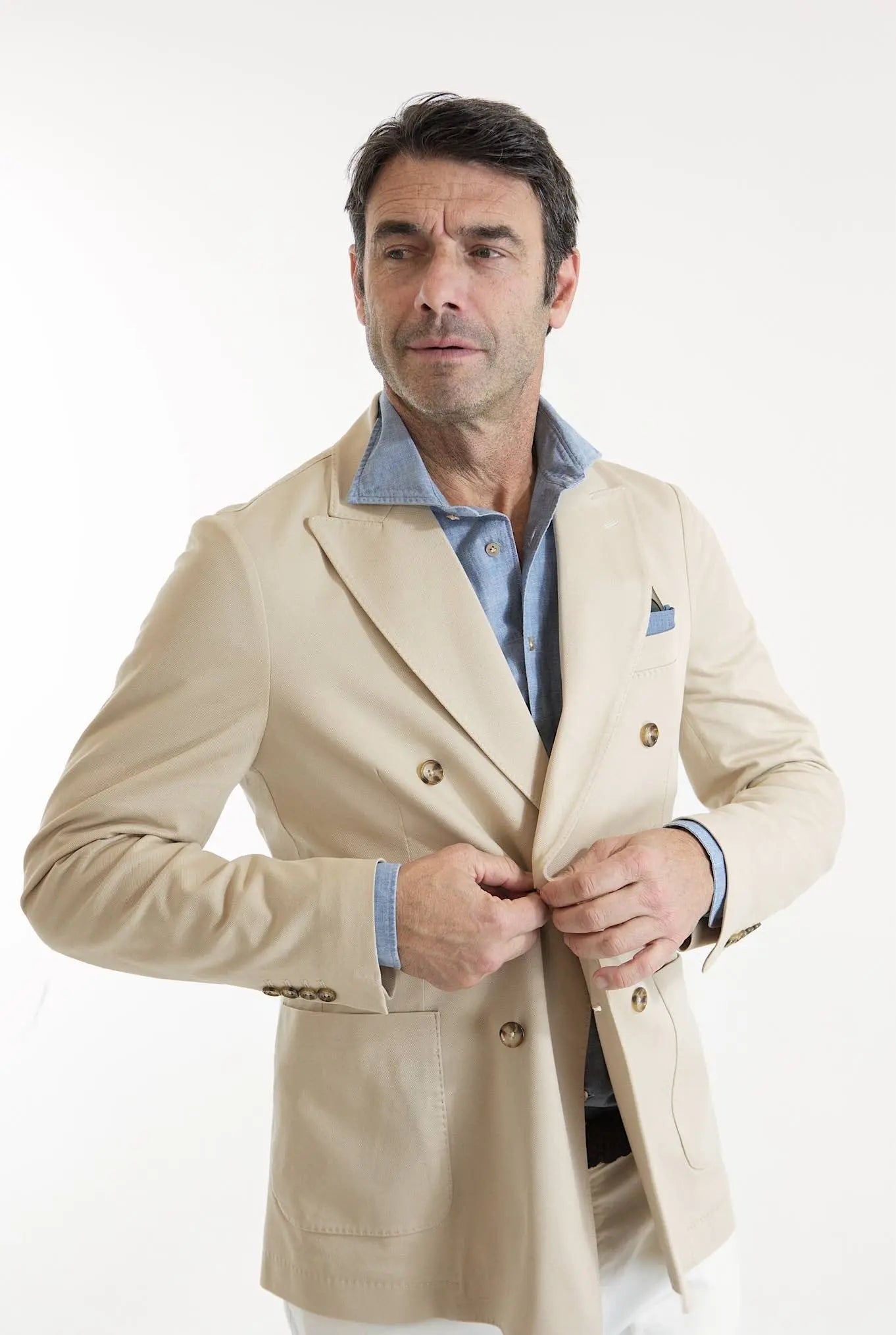 CIRCOLO 1901 Giacca Doppiopetto Jersey Cotone Beige Chiaro - Guarino Store