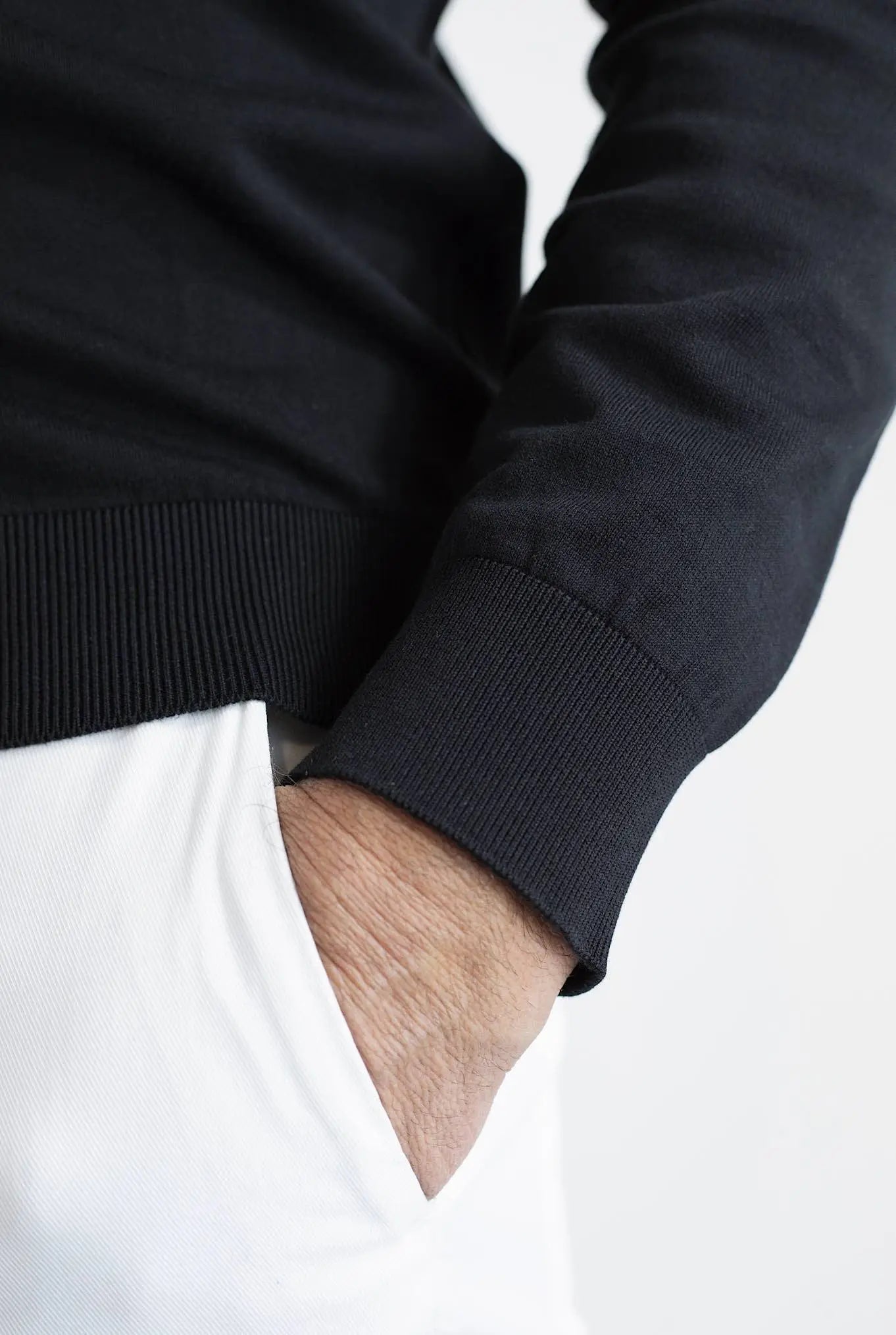 Polo ML Cotone Sea Island Nero GUARINO