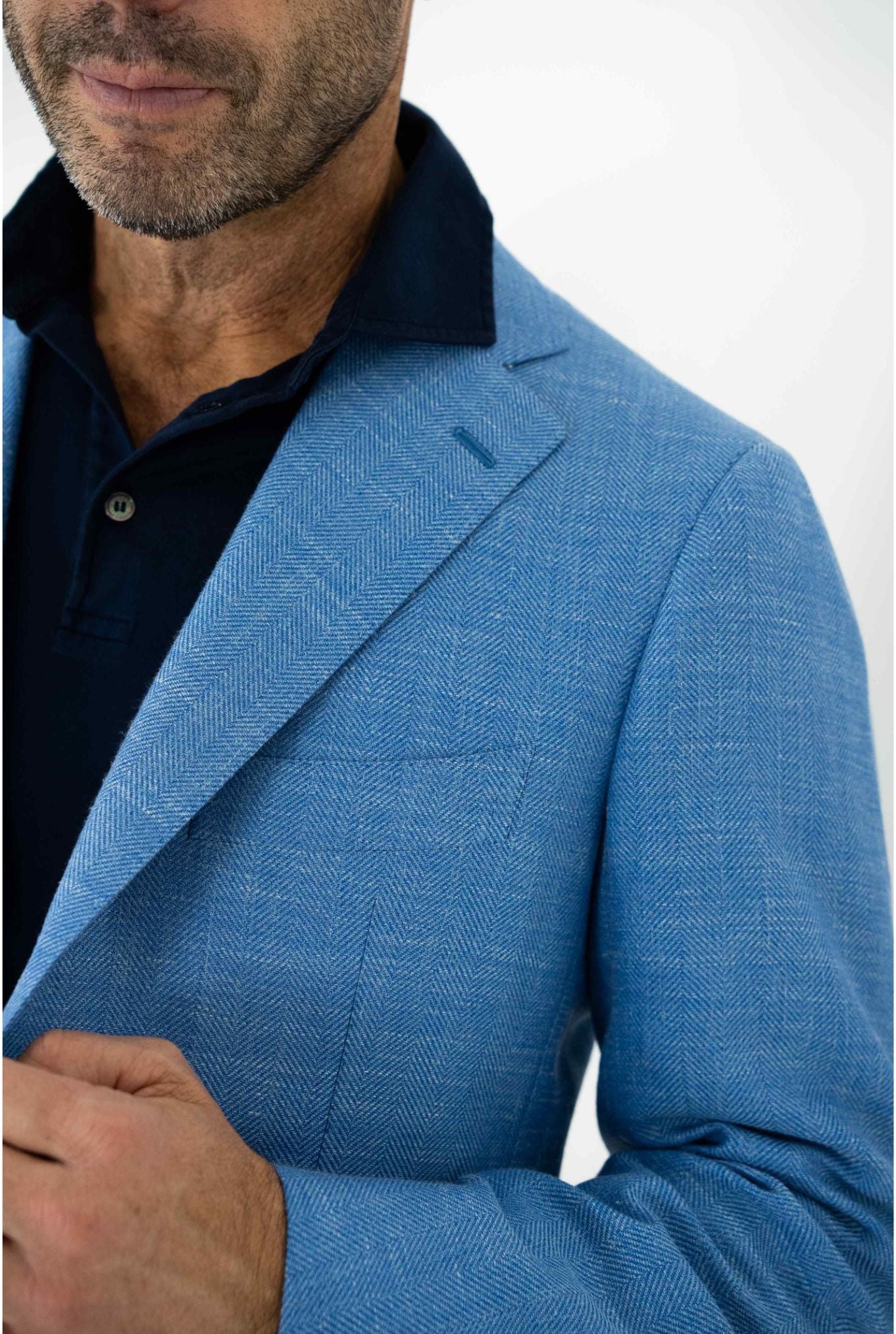 CESARE ATTOLINI Giacca Azzurra Lana Seta e Lino - Guarino Store