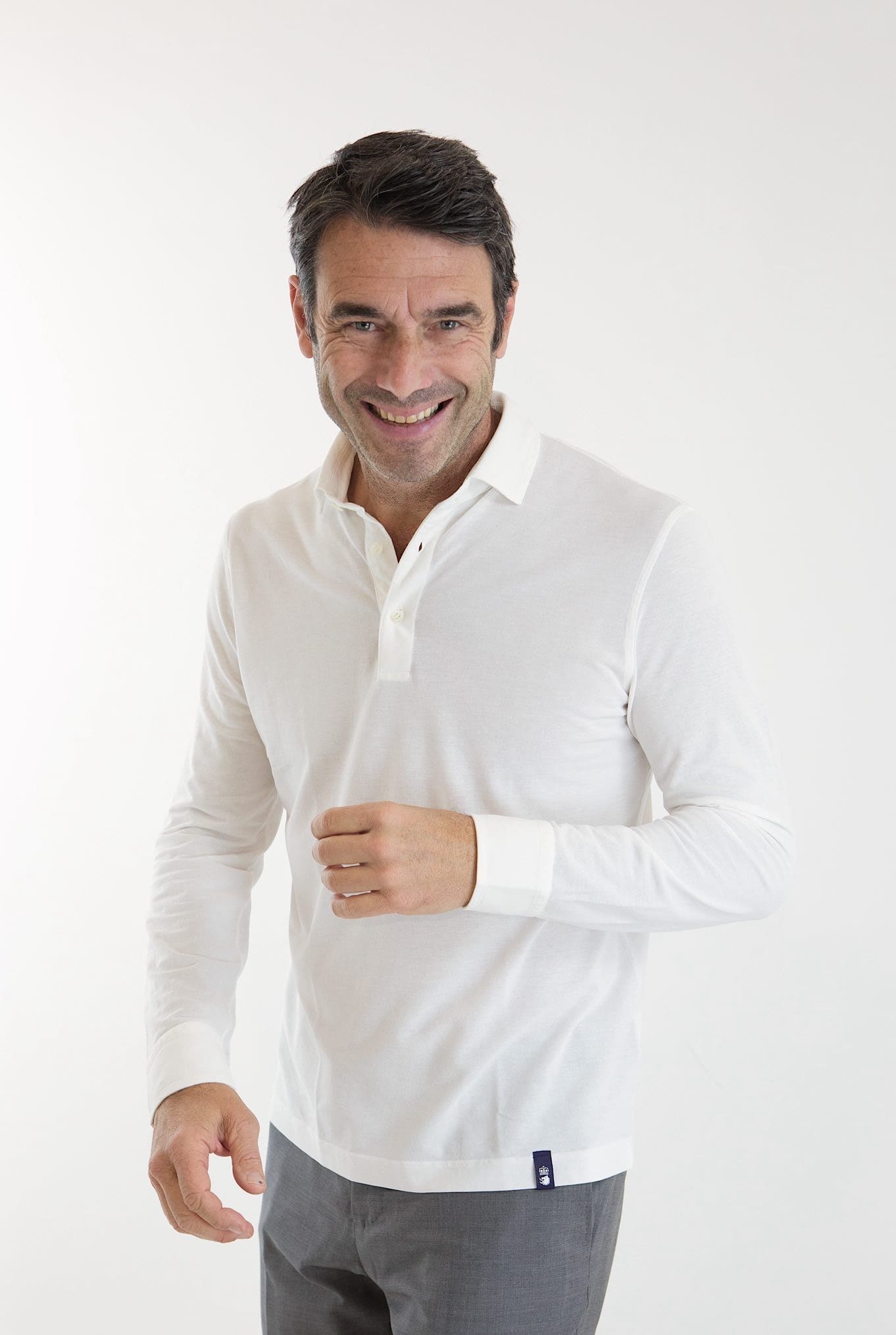 Polo ML Frosted Crepe Cotton Bianco DRUMOHR