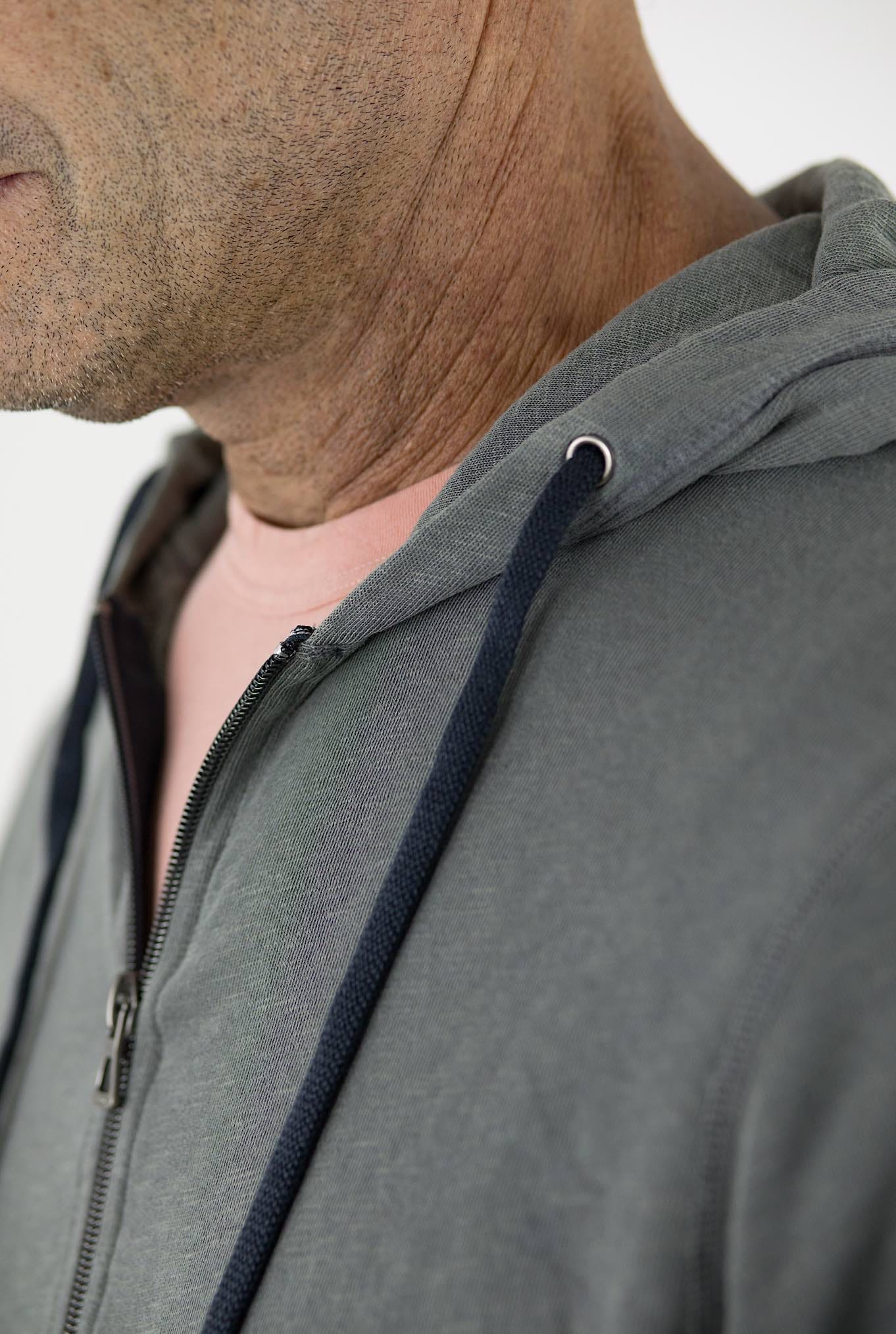 Felpa Cappuccio in Jersey di Cotone Tinta in Capo Grigio - Guarino Store