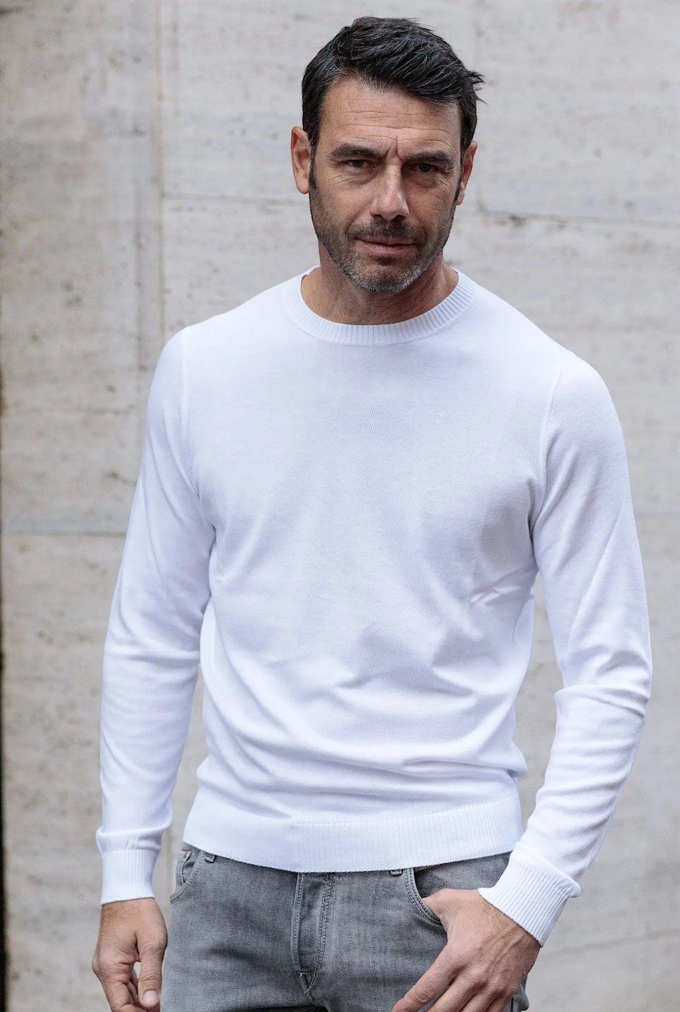 MALO Girocollo Cotone Super Soft Bianco - Guarino Store