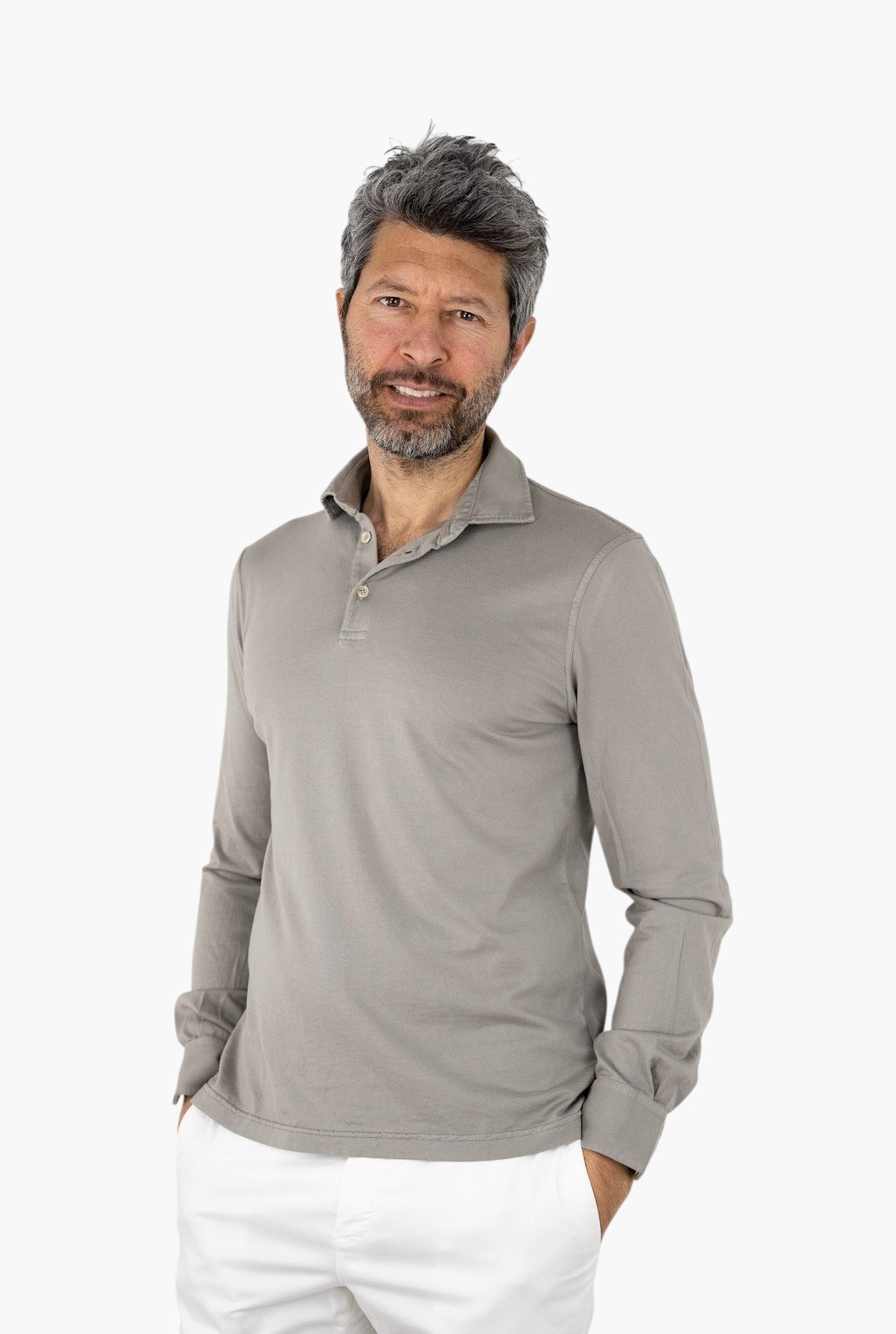 FEDELI Polo Maniche Lunghe mod. Zero Cotone Beige