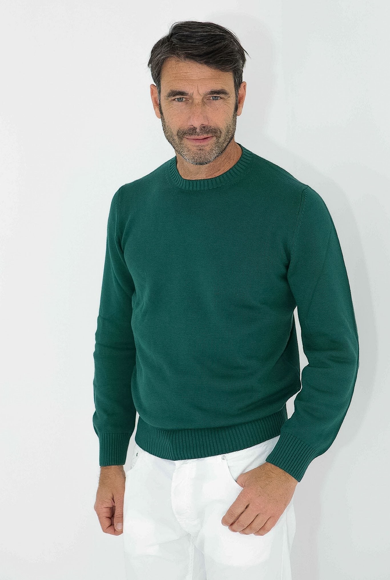 GUARINO Girocollo 2 Fili Cotone Verde - Guarino Store