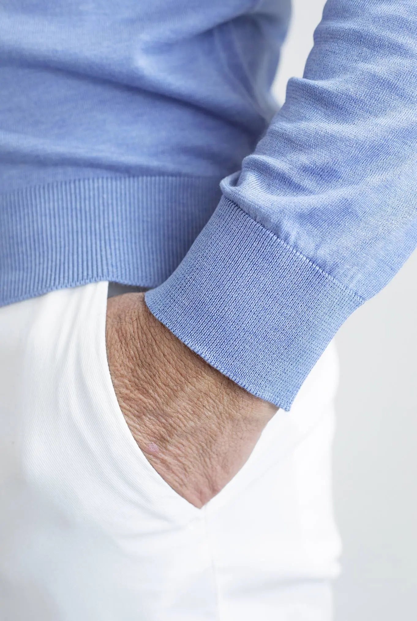 GUARINO Polo ML Cotone Sea Island Celeste - Guarino Store