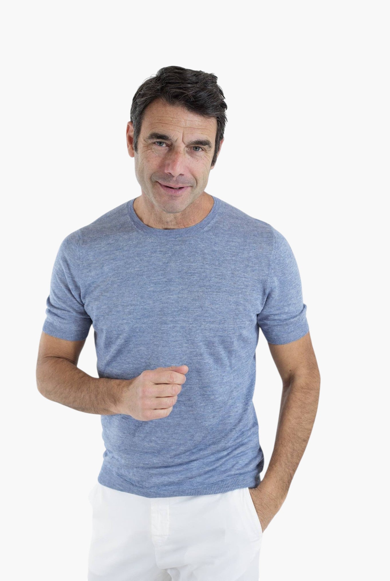 BEARD Crewneck Linen MM Blue Denim Mélange