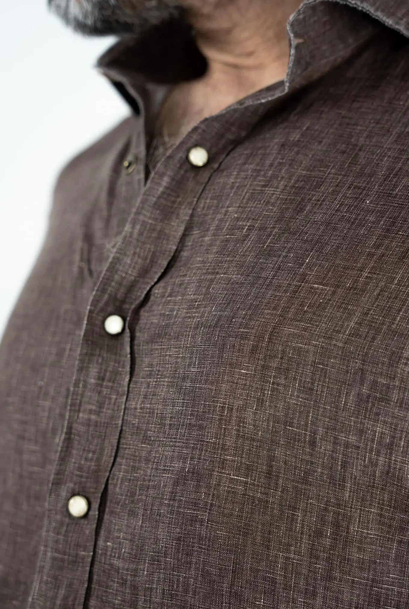 GIANNETTO PORTOFINO Camicia Lino Tabacco SLIM FIT - Guarino Store