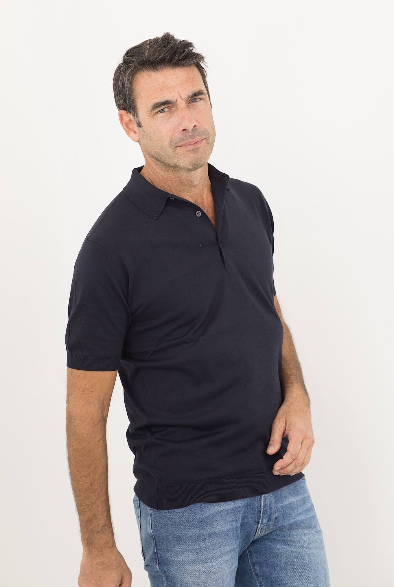 Polo "Adrian" Cotone Sea Island Blu Navy JOHN SMEDLEY