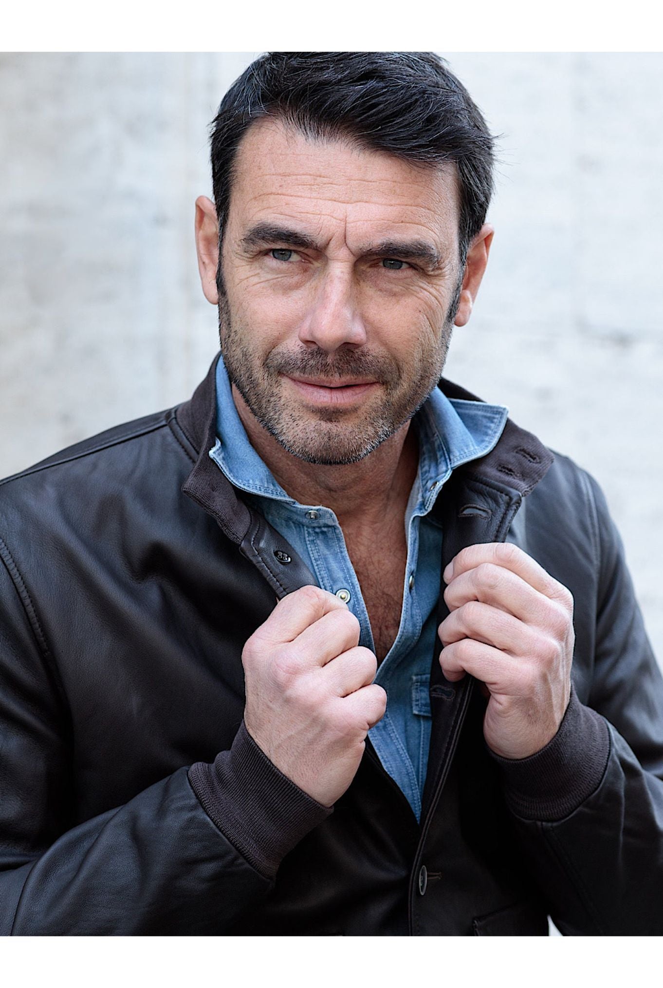 STEWART Giubbino Pelle Random testa di moro - Guarino Store