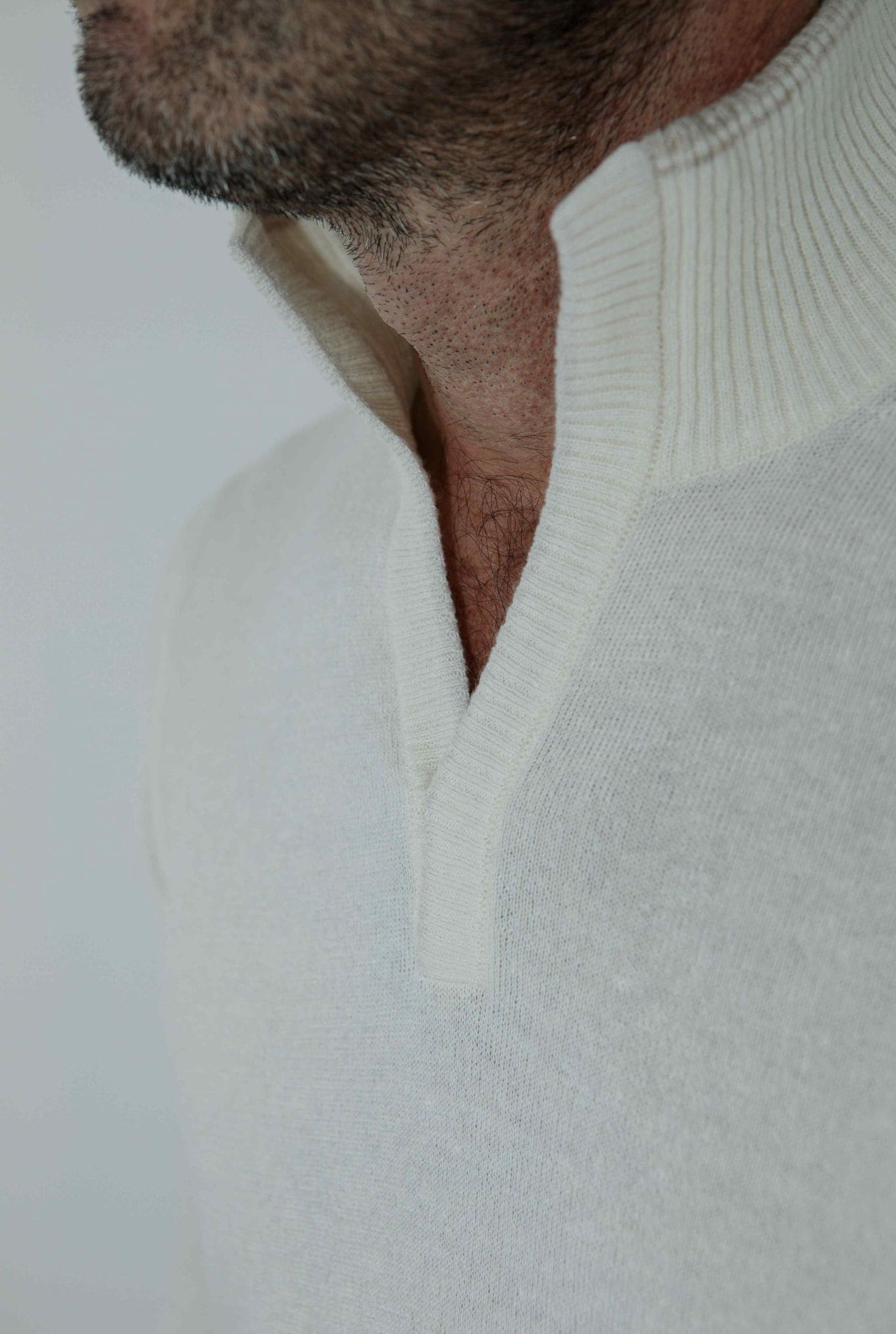 Maglia Cashmere e Lino Panna Mélange - Guarino Store
