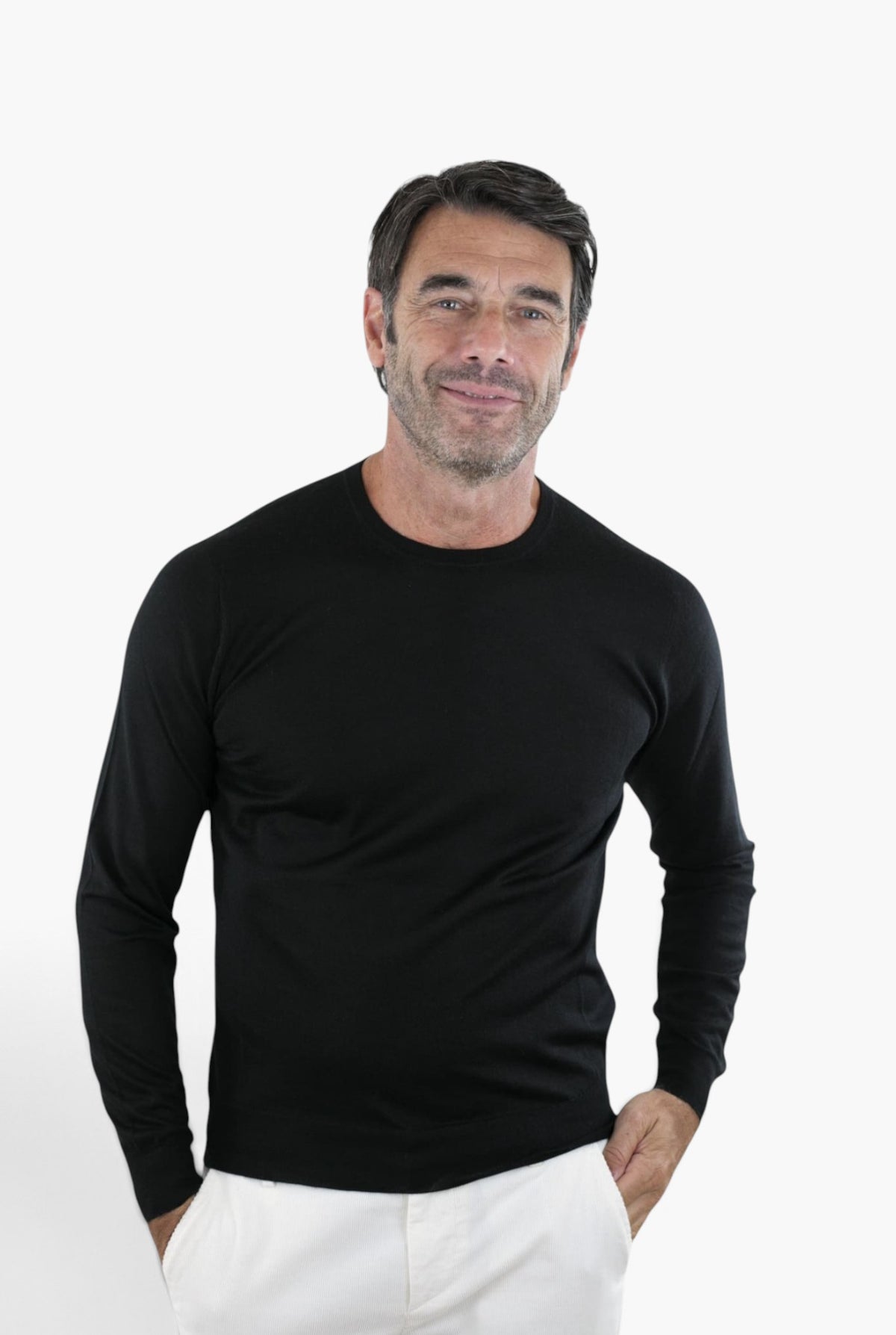 Girocollo Cashmere Seta Superlight Nero GUARINO