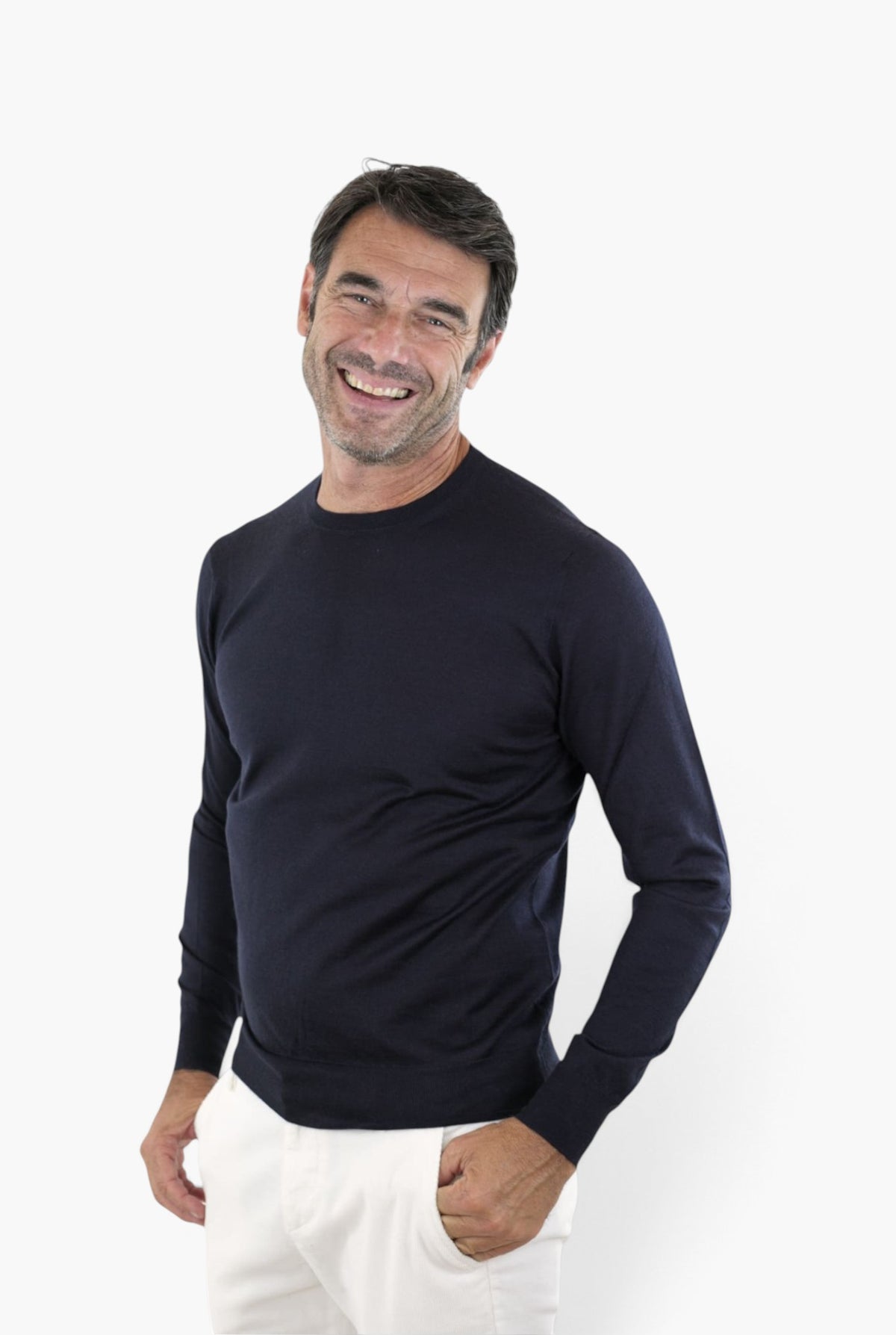 Girocollo Cashmere Seta Superlight Blu Scuro GUARINO