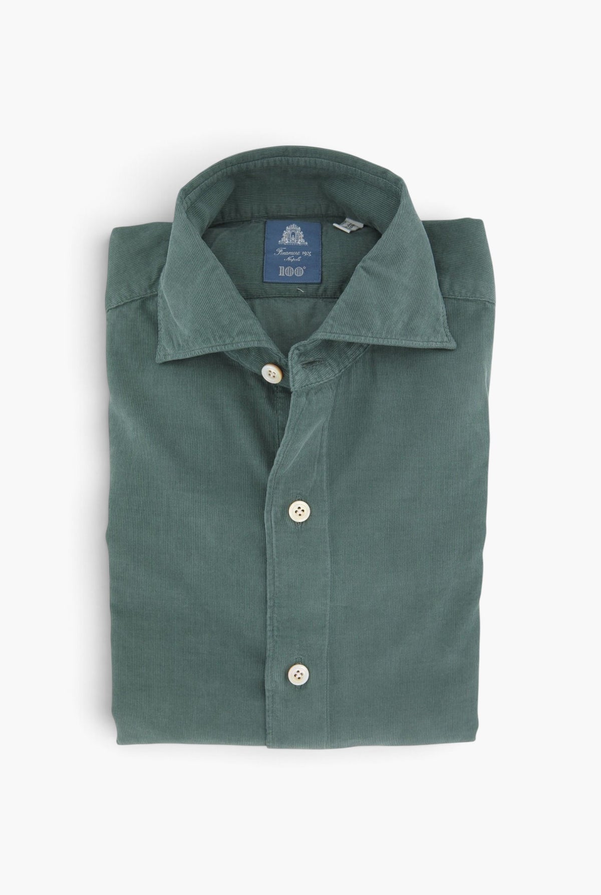Camicia Velluto Superlight Millerighe Verde FINAMORE