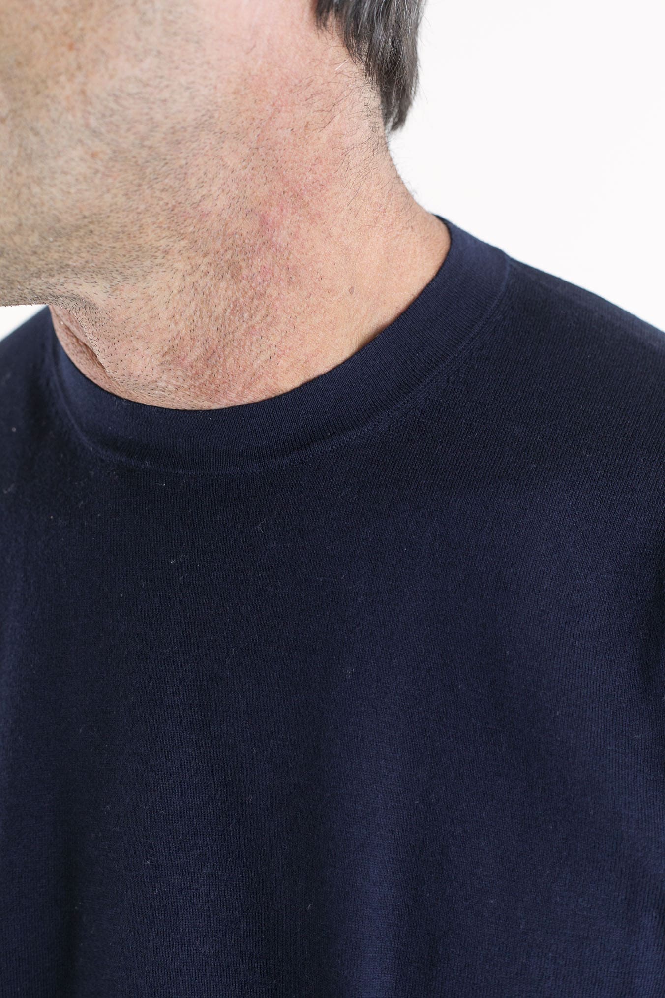 BRAMANI T-Shirt Cotone e Seta Blu Navy