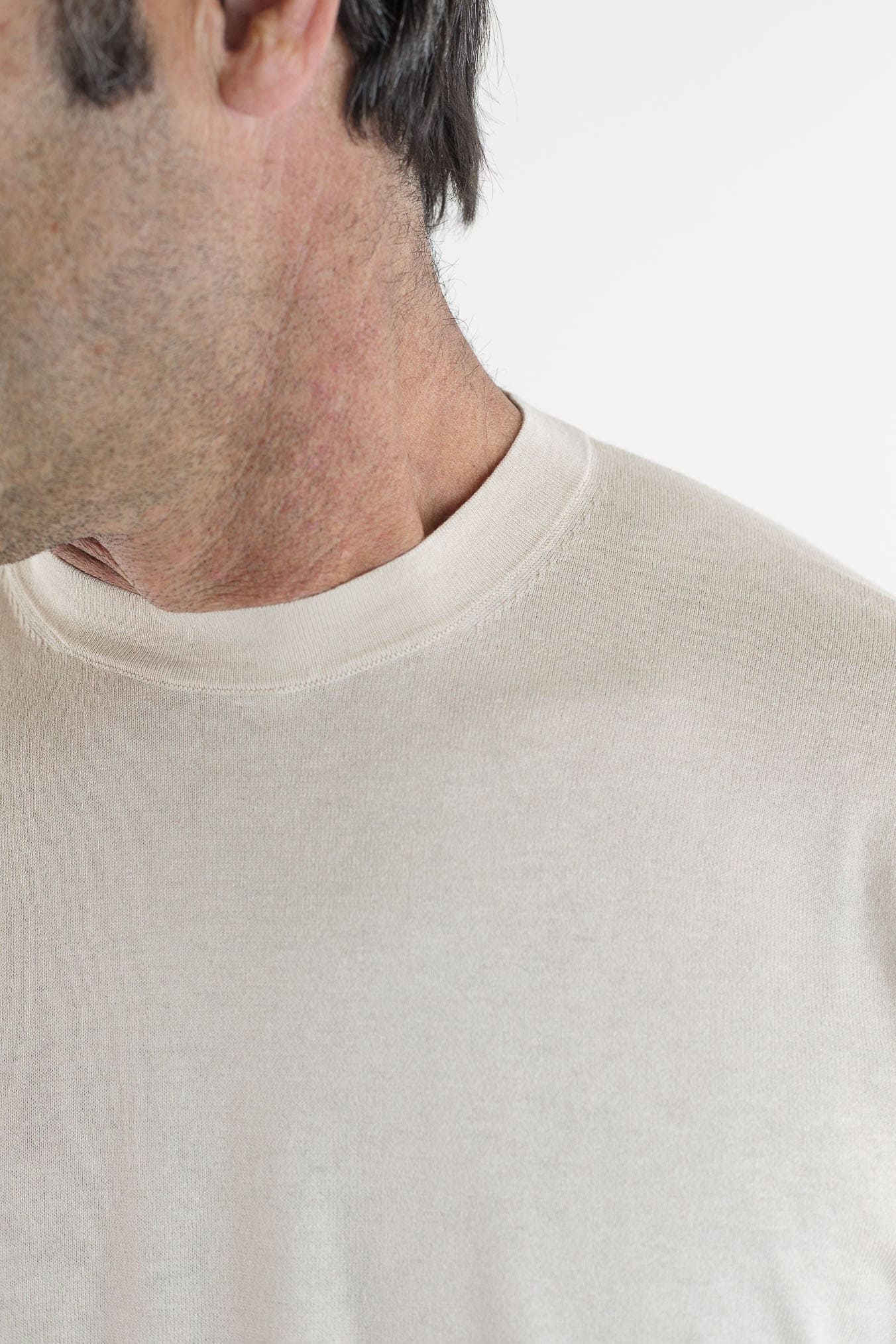 BRAMANI T-Shirt Cotone e Seta Beige