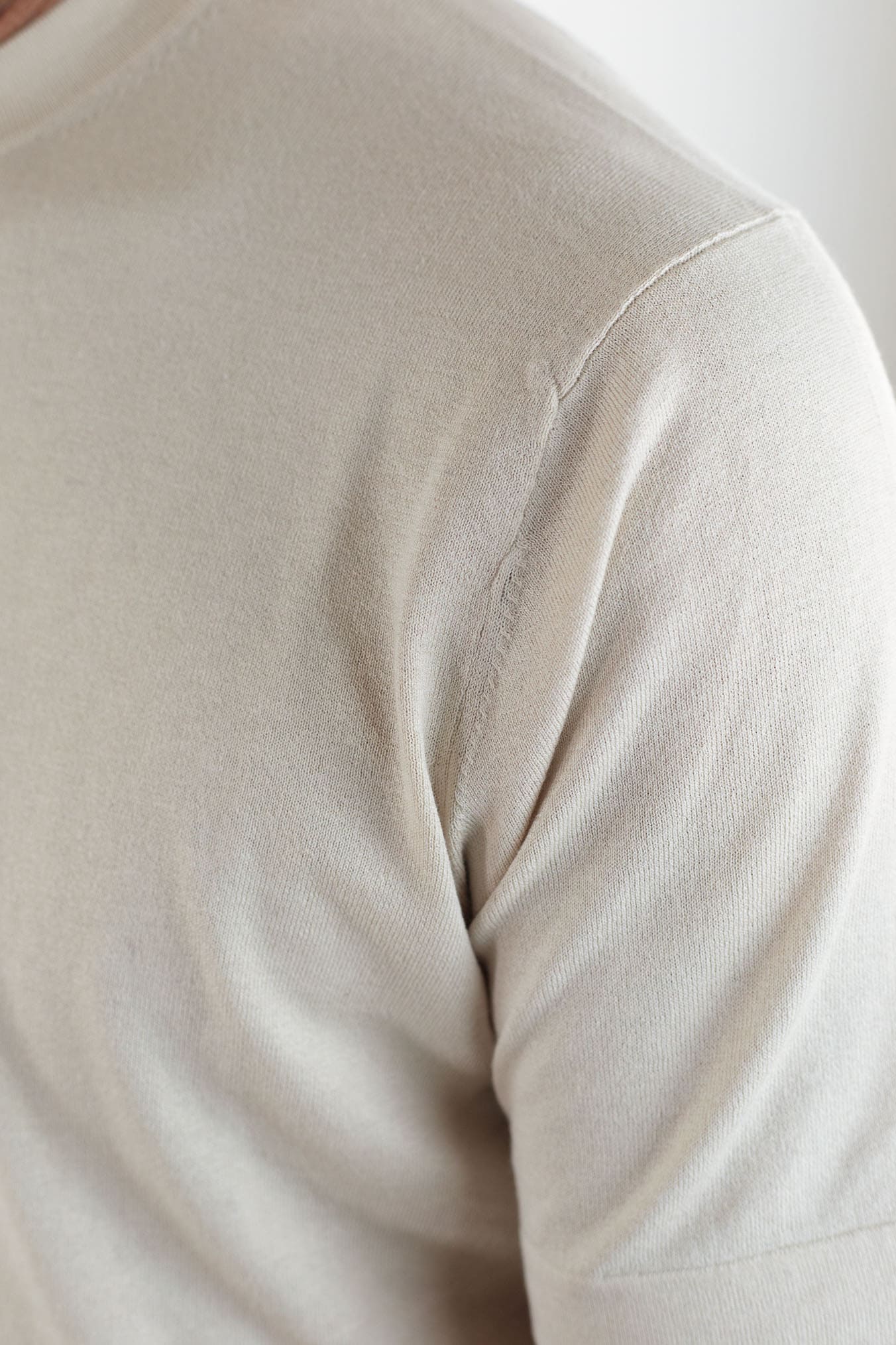 BRAMANI T-Shirt Cotone e Seta Beige