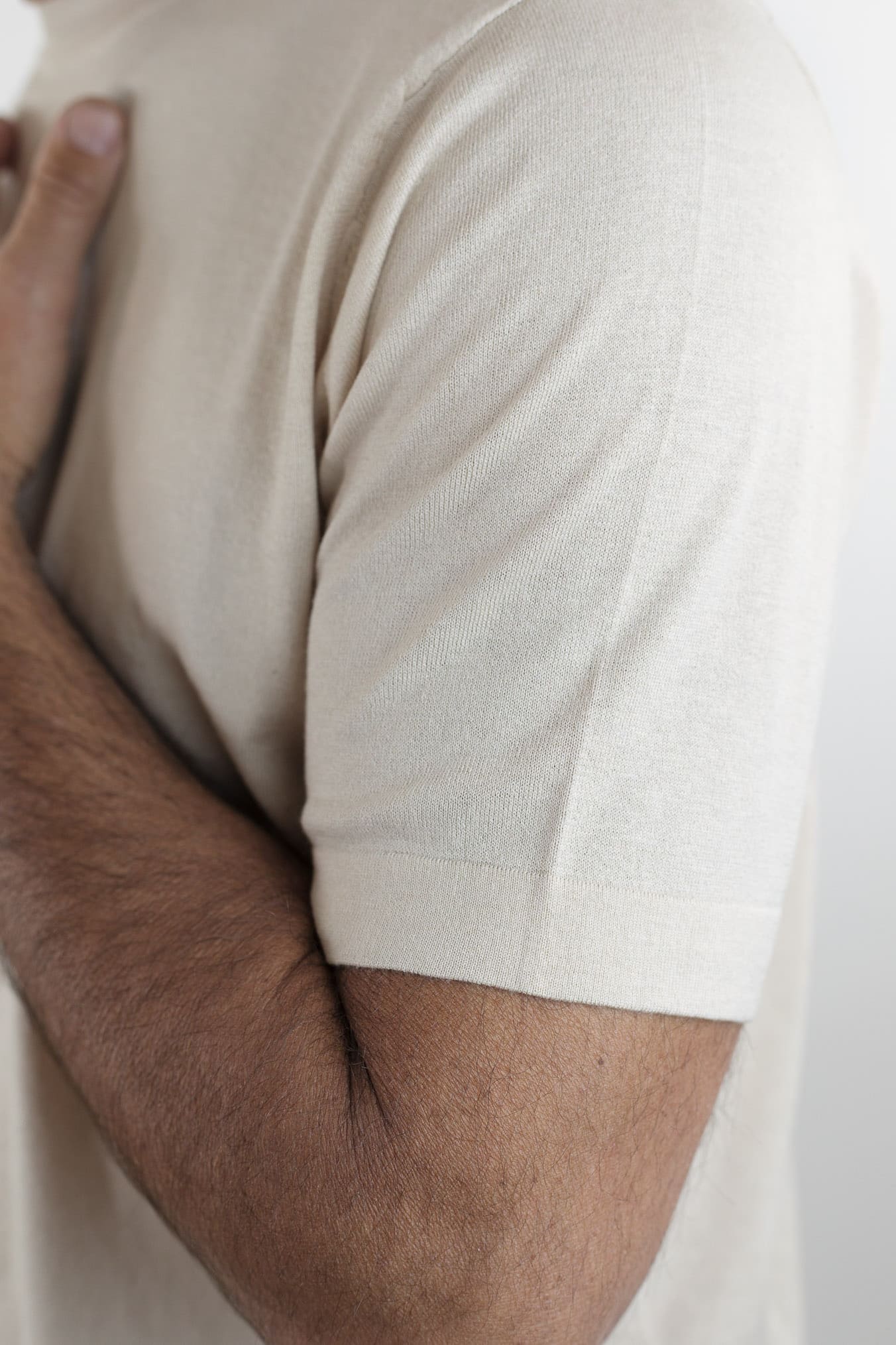 BRAMANI T-Shirt Cotone e Seta Beige