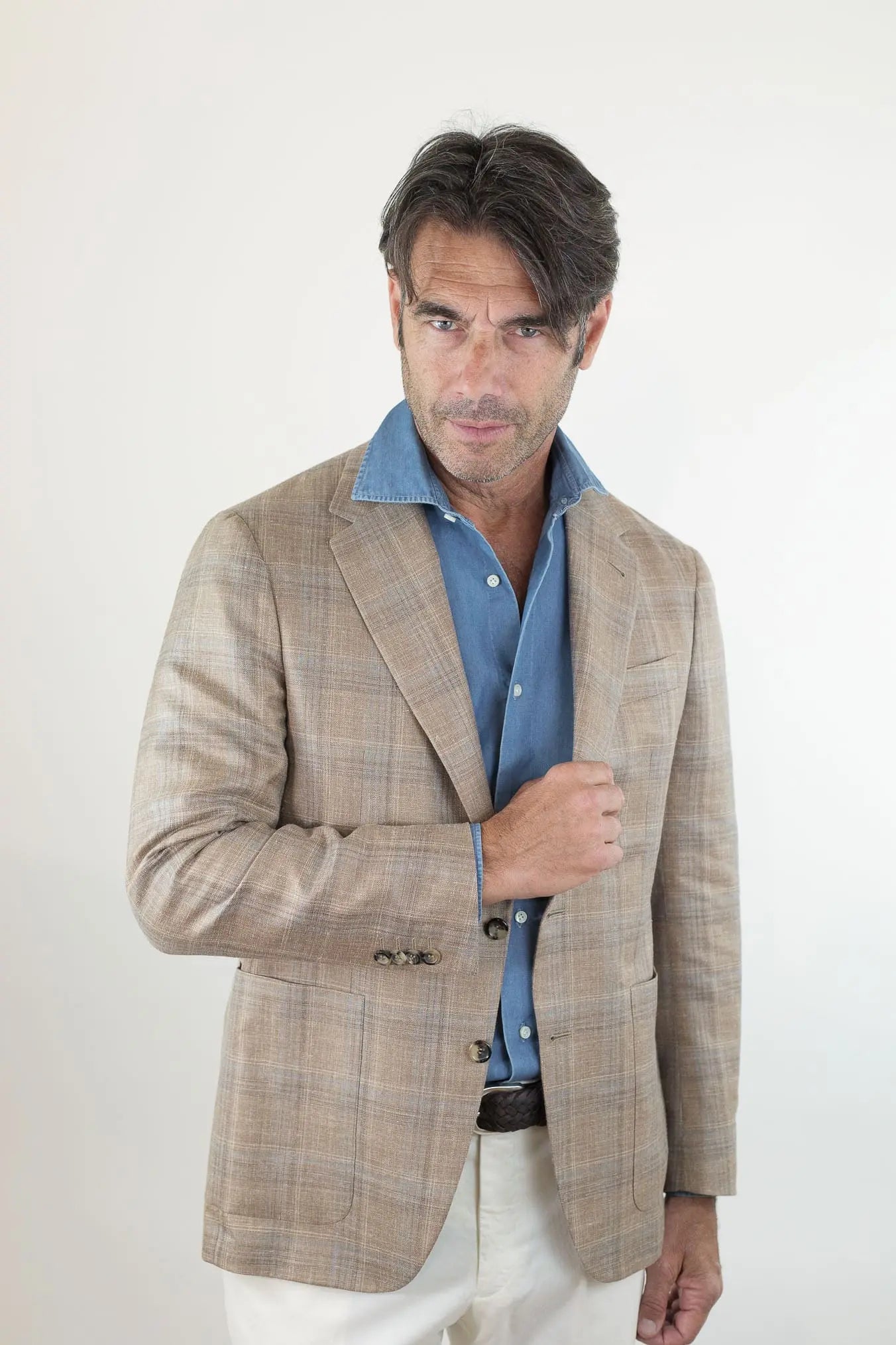 Giacca Galles Lana Seta e Lino Beige - Guarino Store