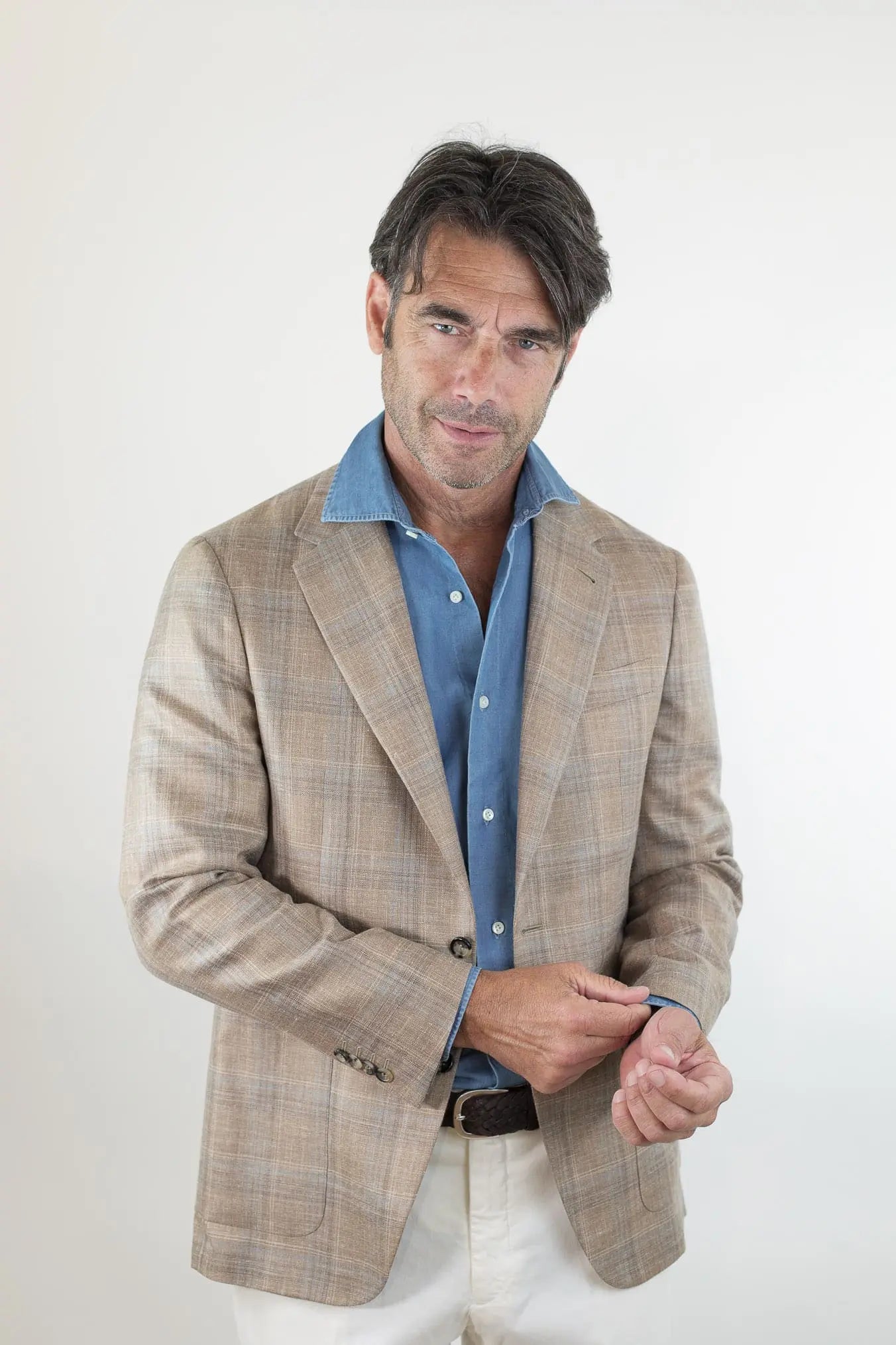 Giacca Galles Lana Seta e Lino Beige - Guarino Store