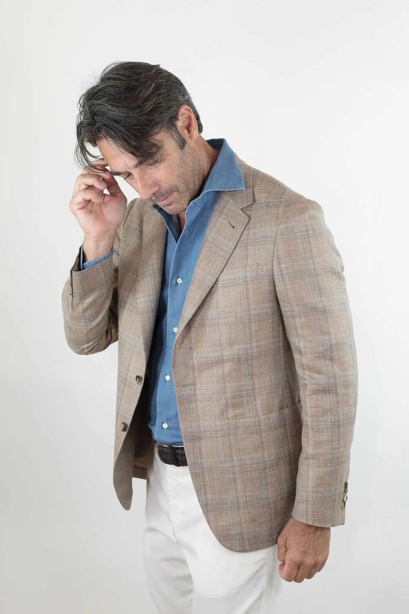Giacca Galles Lana Seta e Lino Beige - Guarino Store