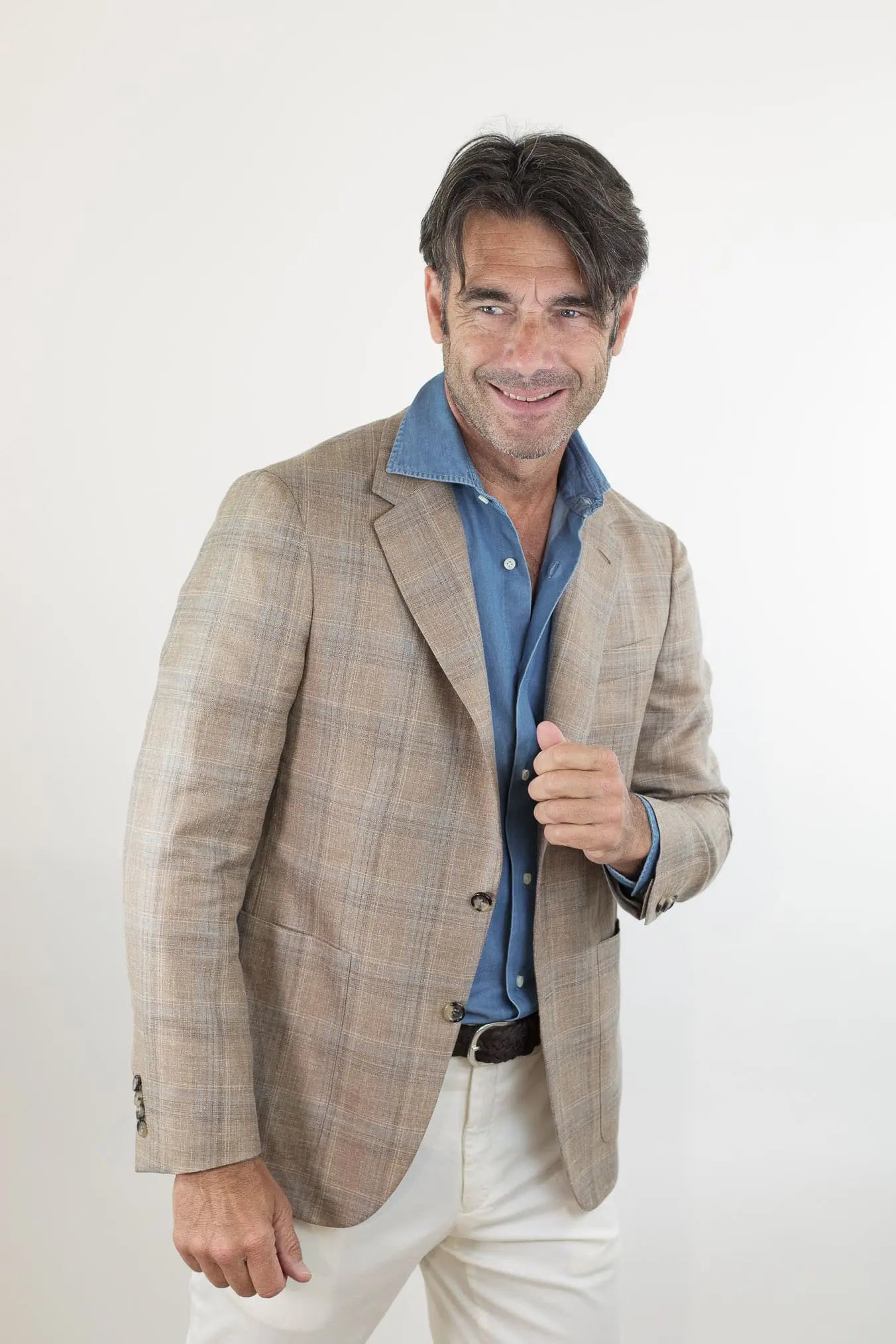 Giacca Galles Lana Seta e Lino Beige - Guarino Store