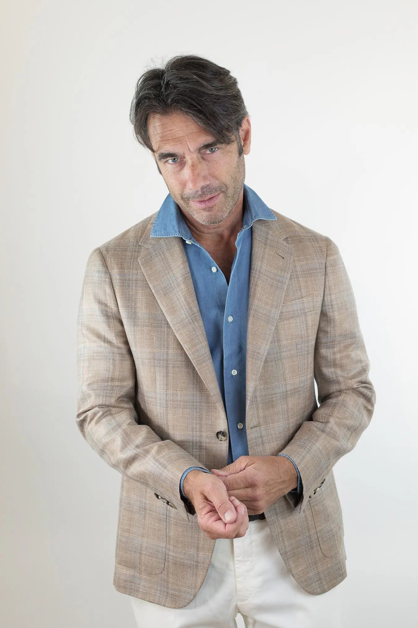 Giacca Galles Lana Seta e Lino Beige - Guarino Store