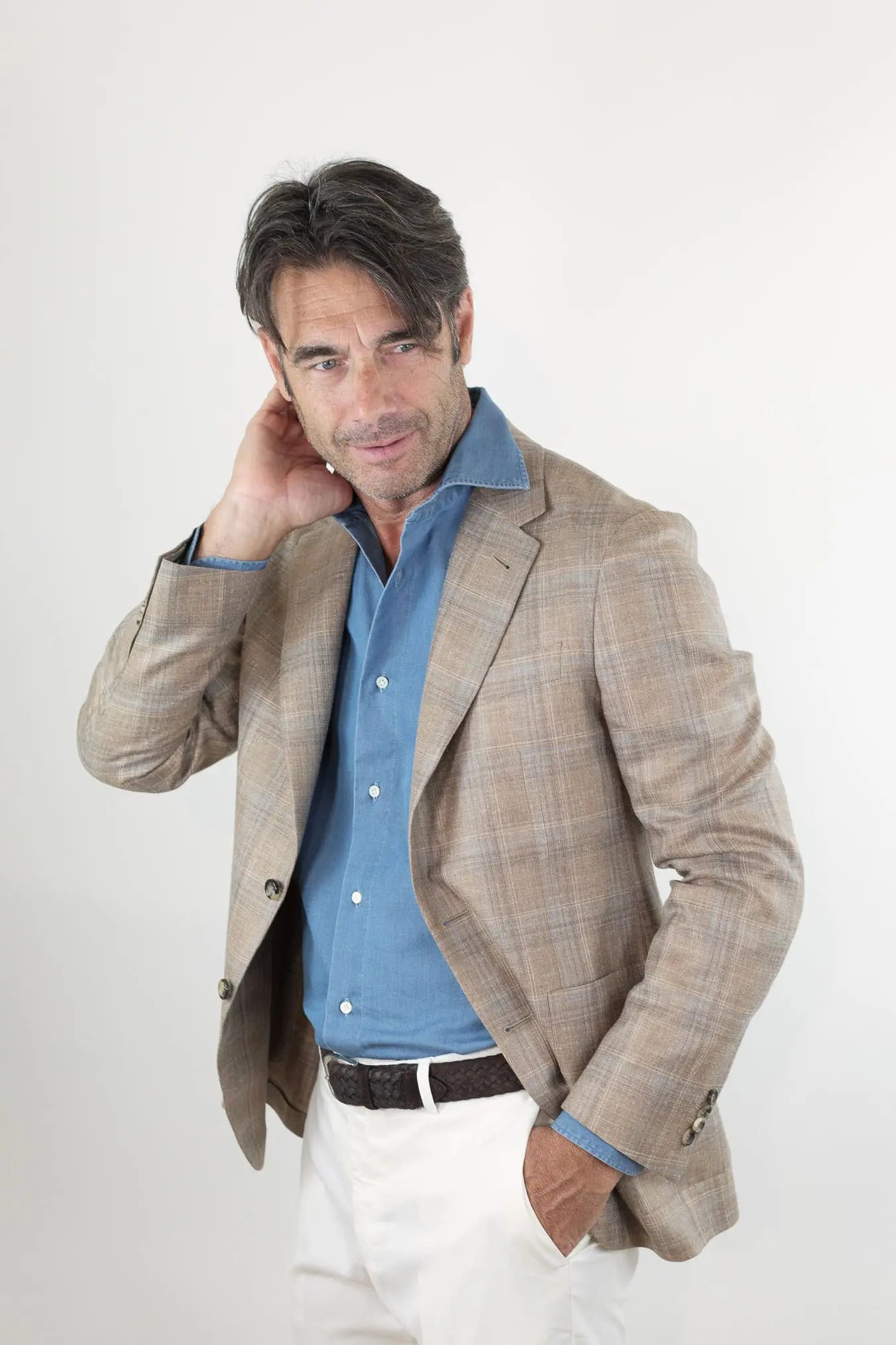 Giacca Galles Lana Seta e Lino Beige - Guarino Store