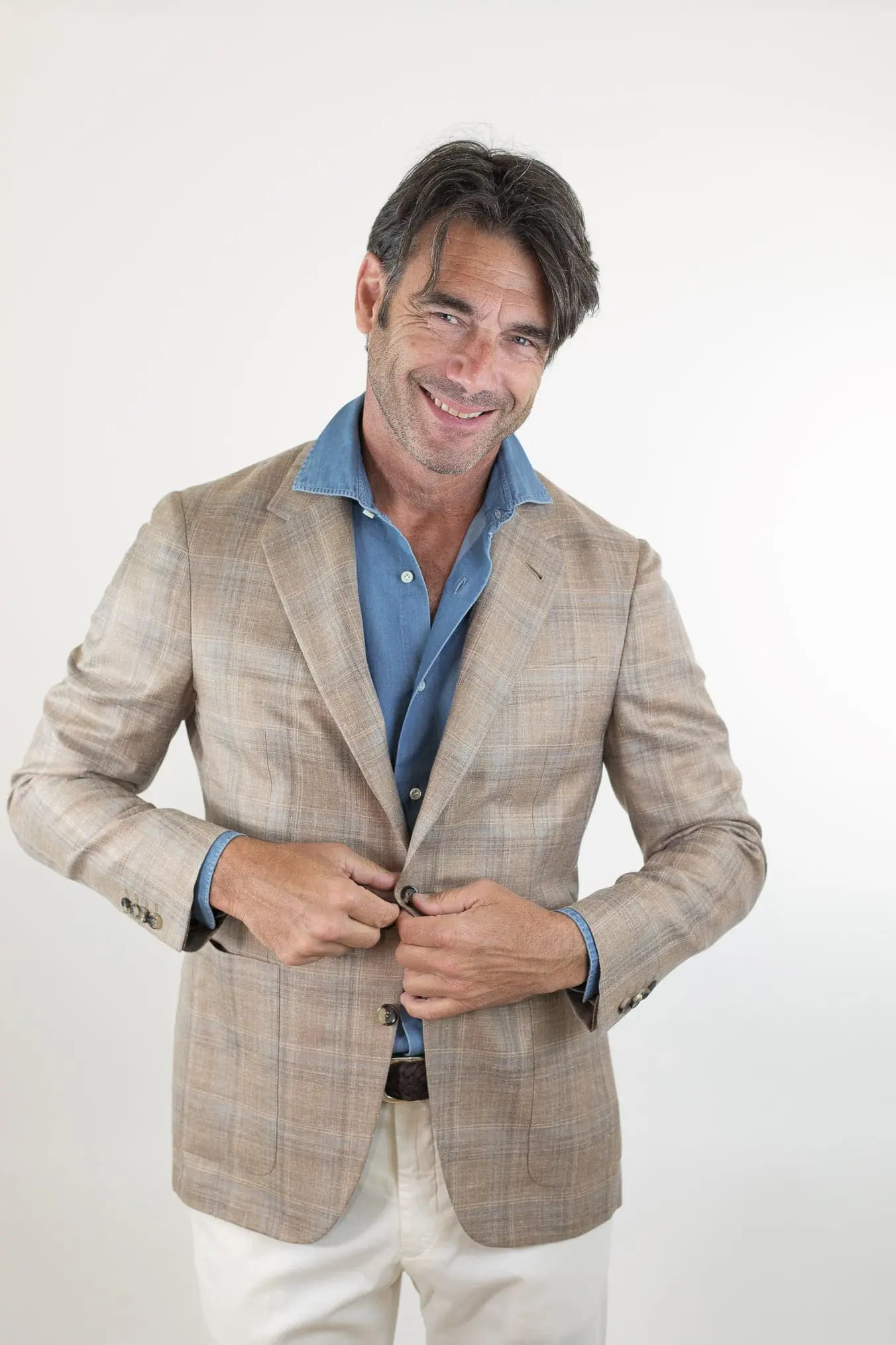 Giacca Galles Lana Seta e Lino Beige - Guarino Store