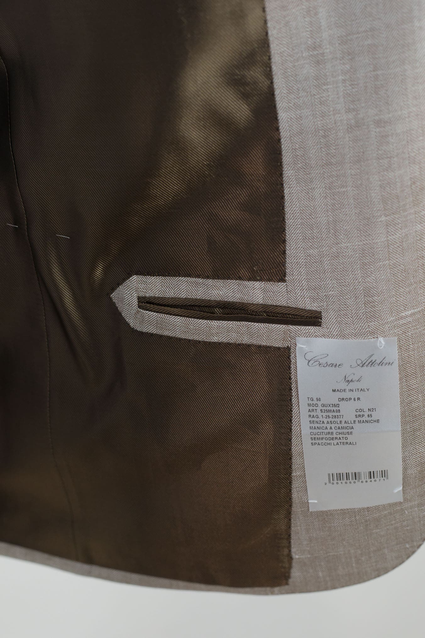 Giacca Spigata Lana Seta Lino Beige - Guarino Store