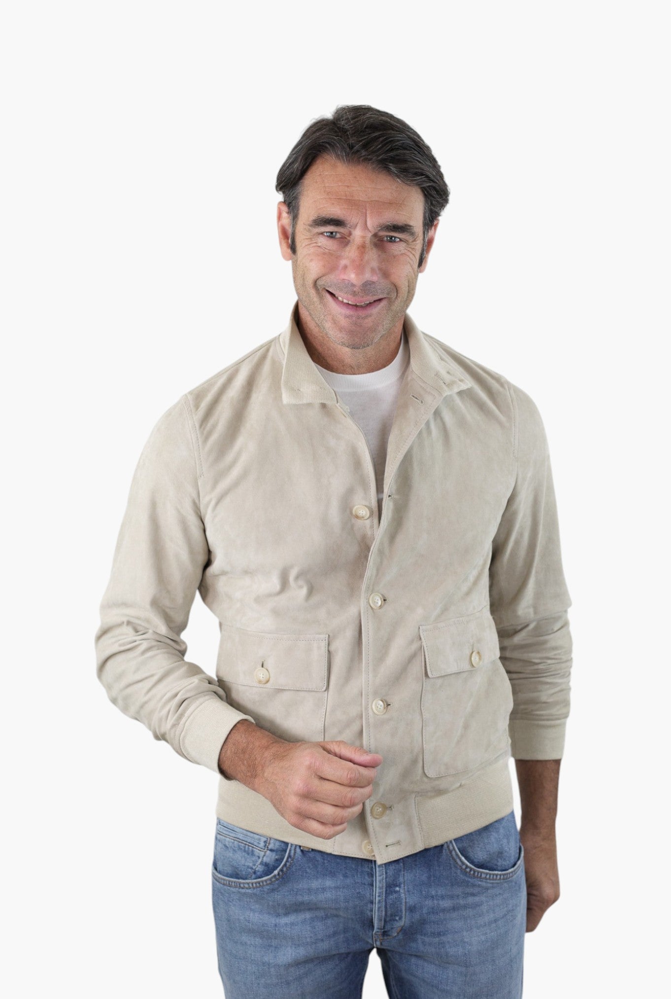 CONTRASTWAY Giubbotto Suede Light Wash Beige