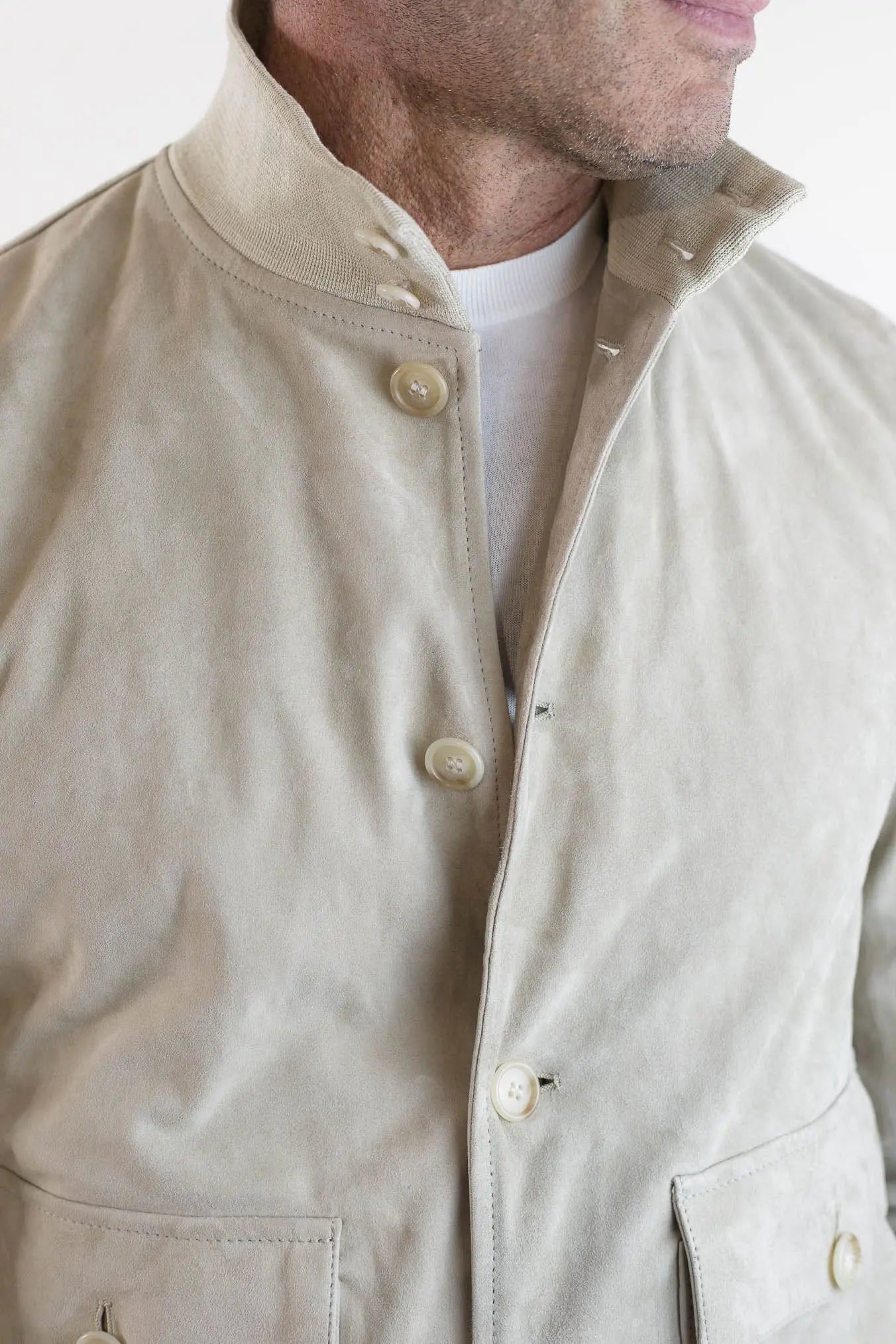 CONTRASTWAY Giubbotto Suede Light Wash Beige