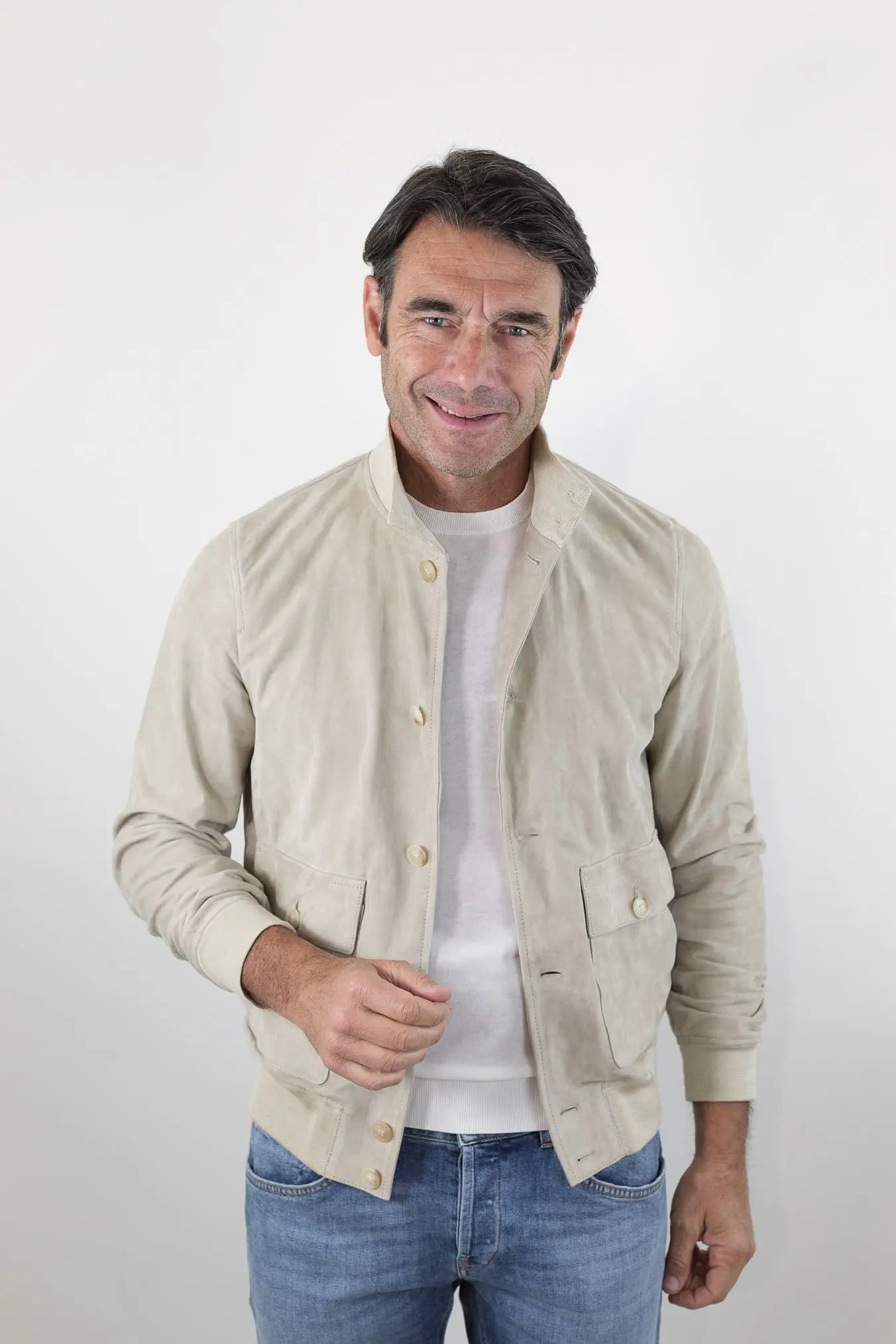 CONTRASTWAY Giubbotto Suede Light Wash Beige