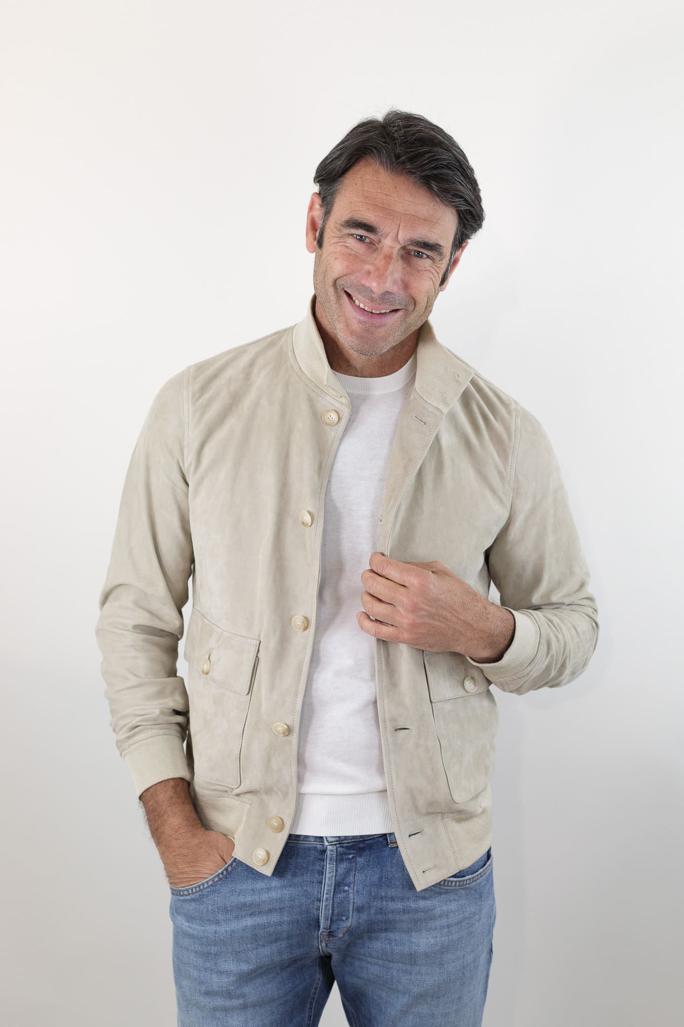 CONTRASTWAY Giubbotto Suede Light Wash Beige