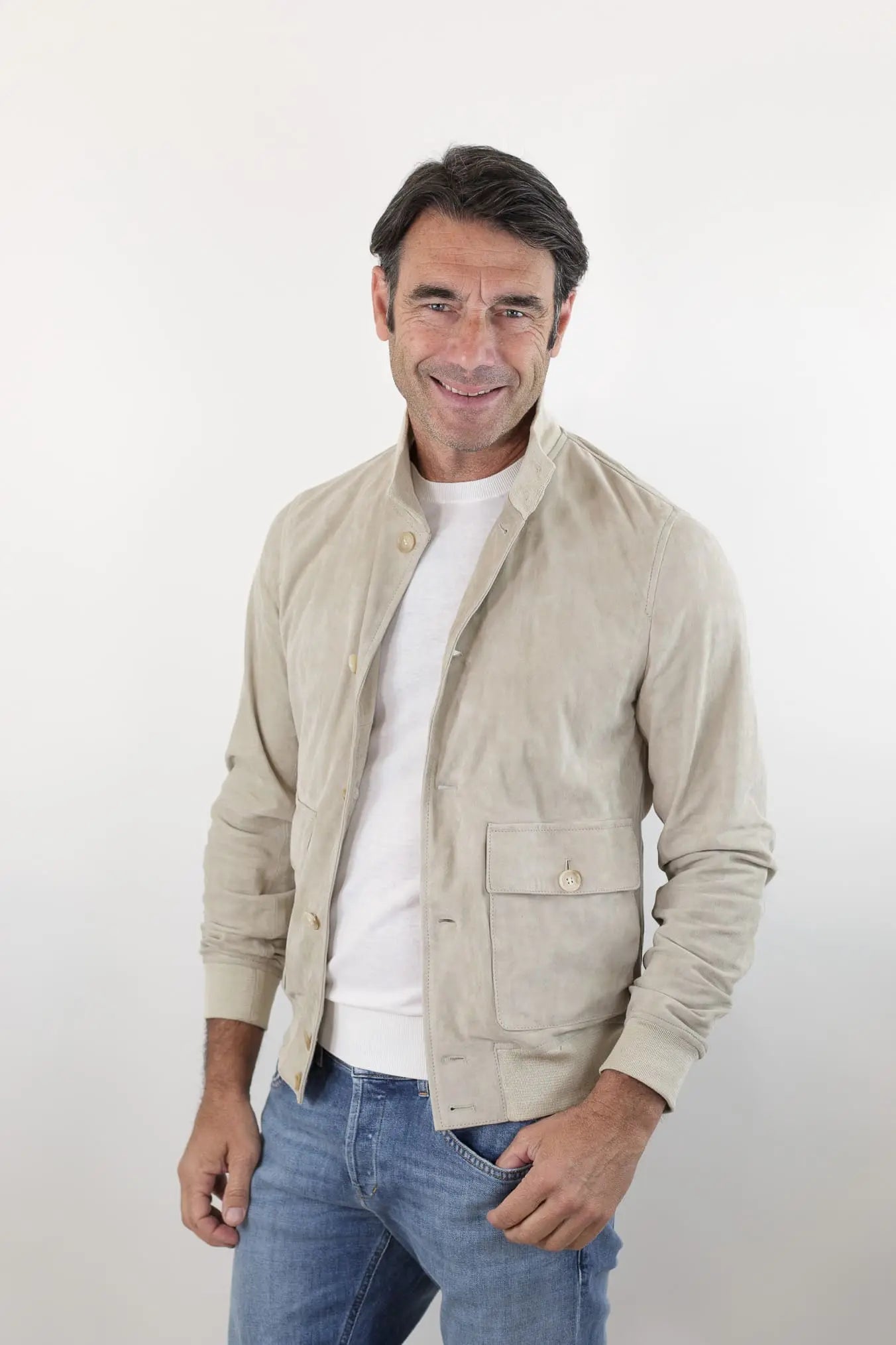 CONTRASTWAY Giubbotto Suede Light Wash Beige