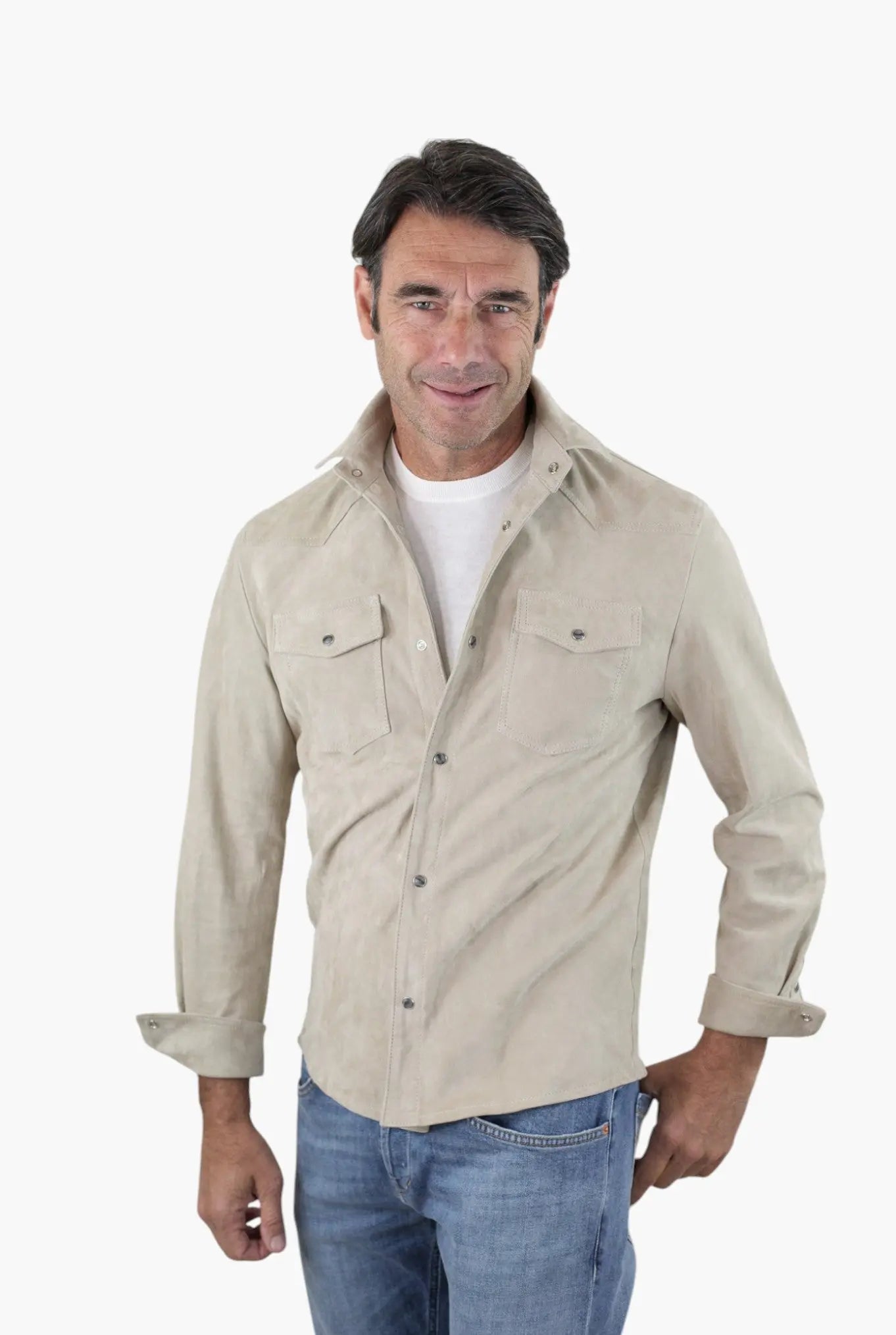 CONTRASTWAY Camicia Suede Texana Beige