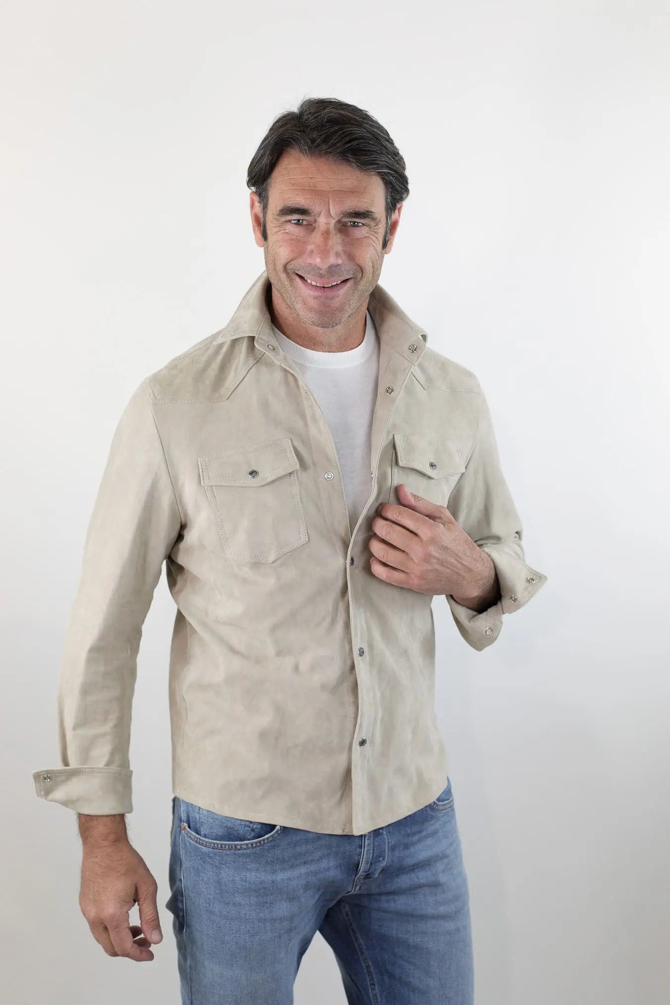 CONTRASTWAY Camicia Suede Texana Beige