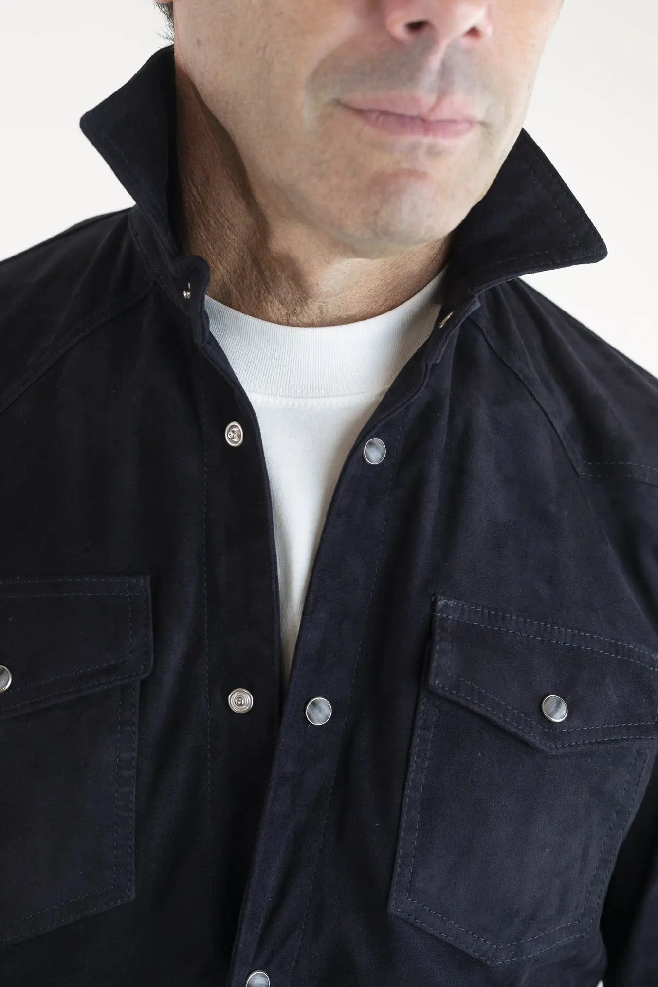 CONTRASTWAY Camicia Suede Texana Blu Scuro