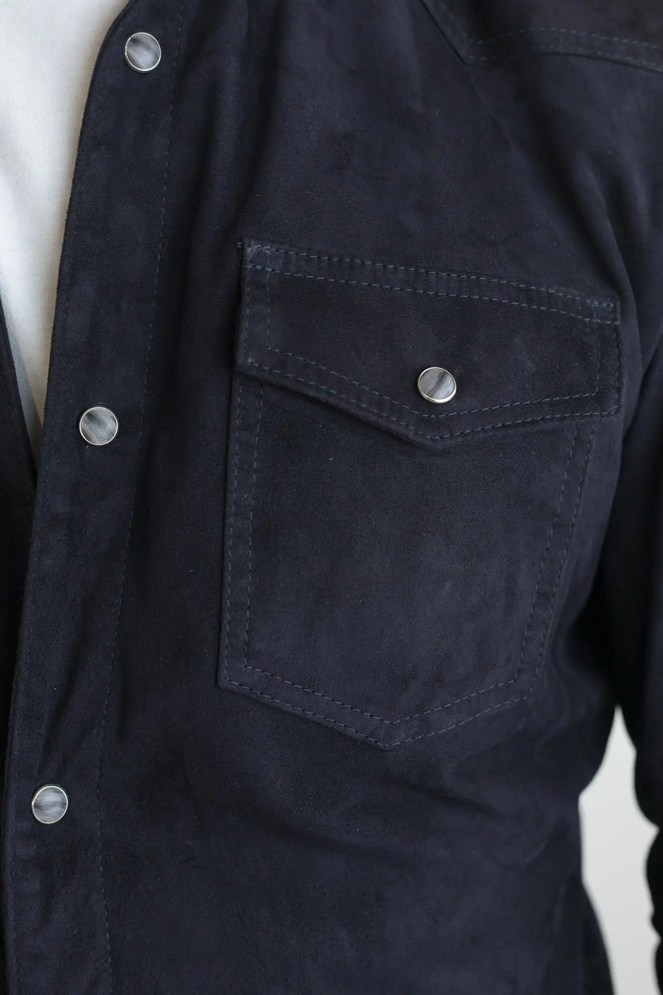 CONTRASTWAY Camicia Suede Texana Blu Scuro