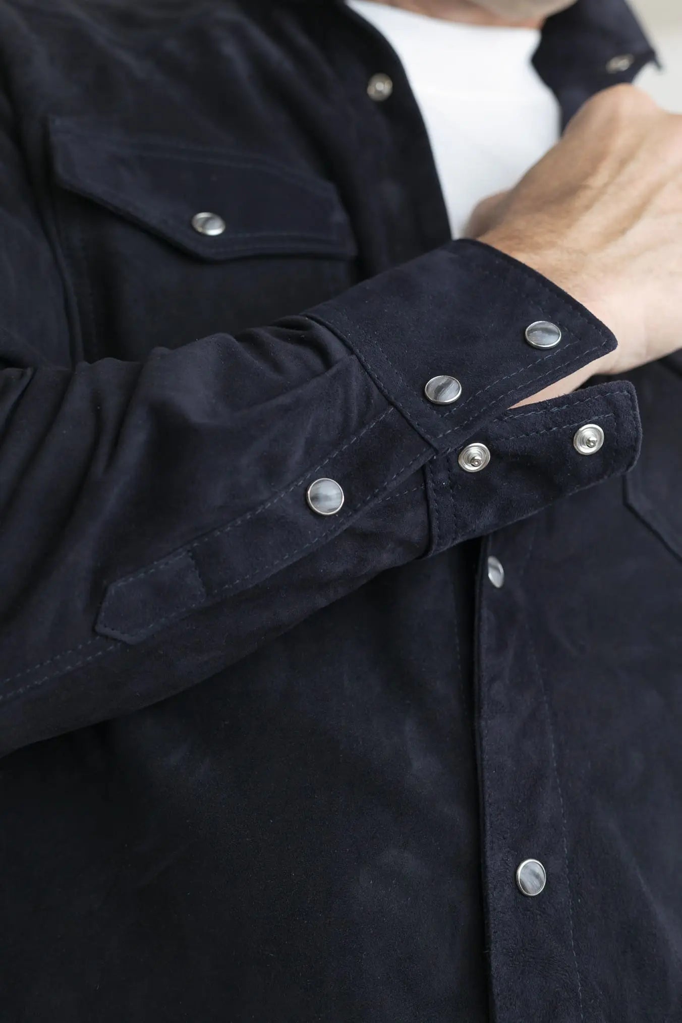 CONTRASTWAY Camicia Suede Texana Blu Scuro