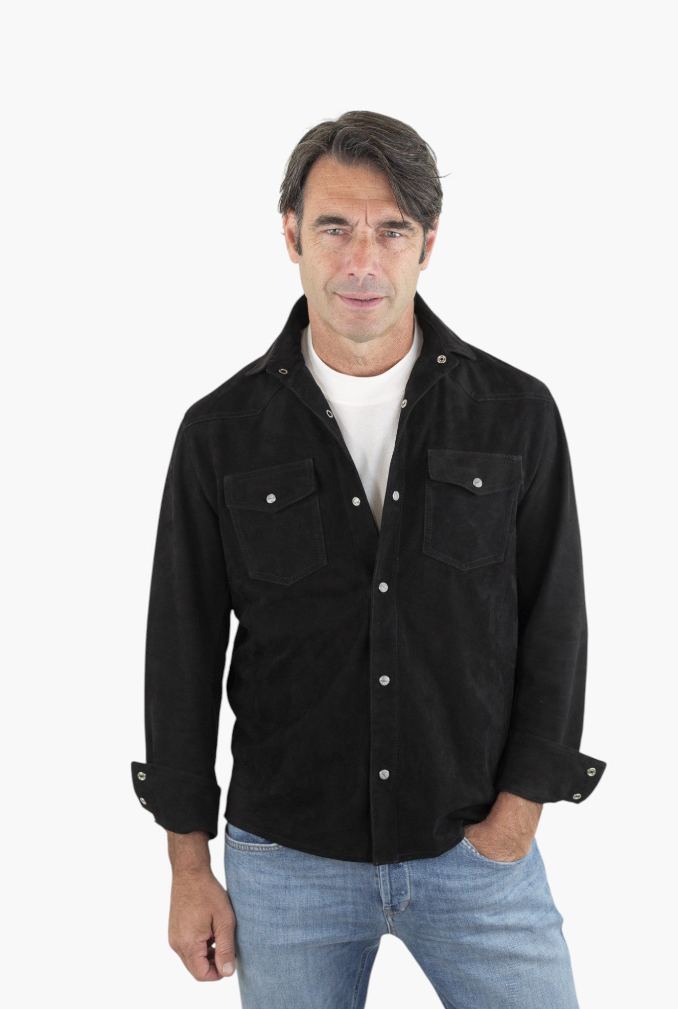 CONTRASTWAY Camicia Suede Texana Nera