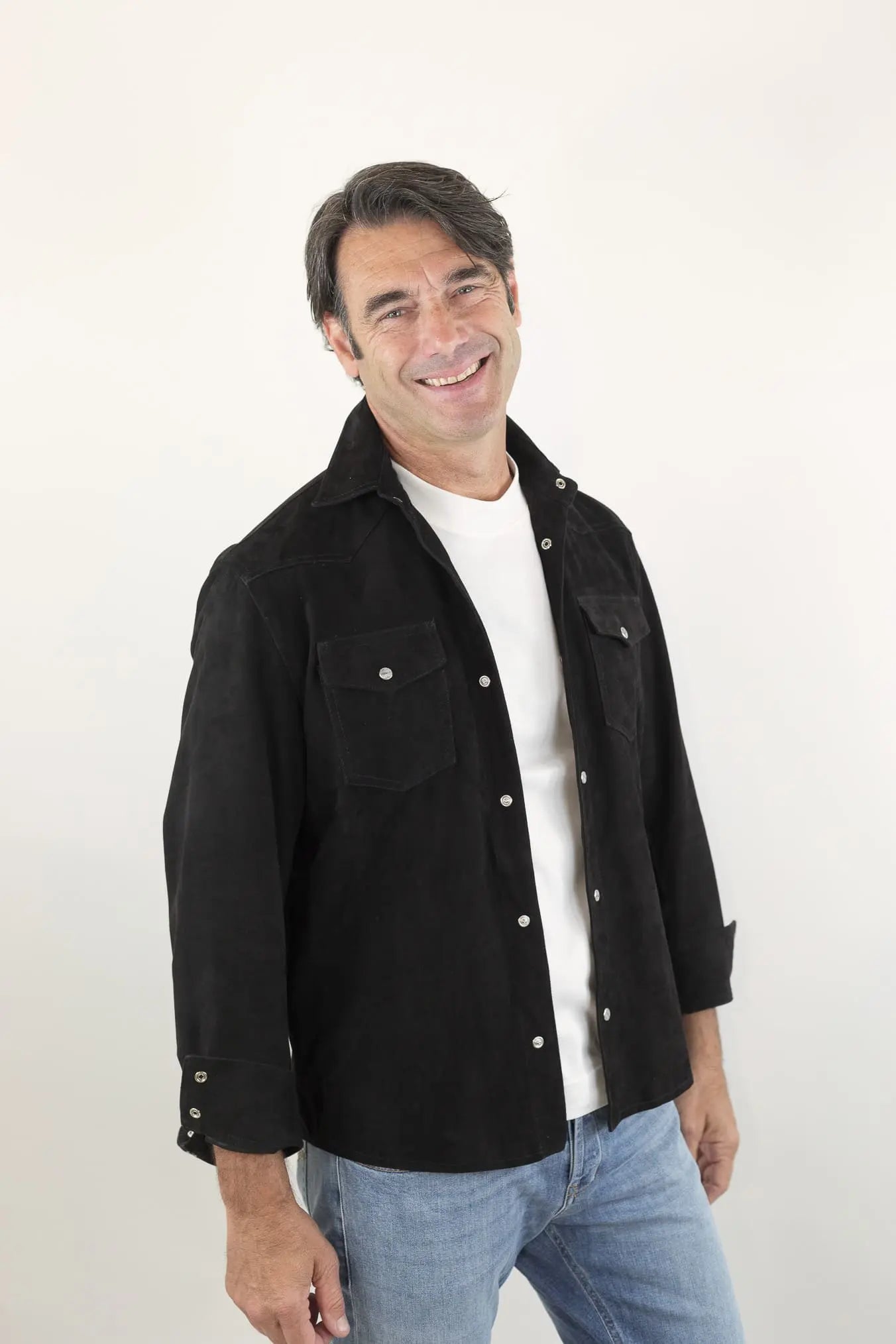 CONTRASTWAY Camicia Suede Texana Nera
