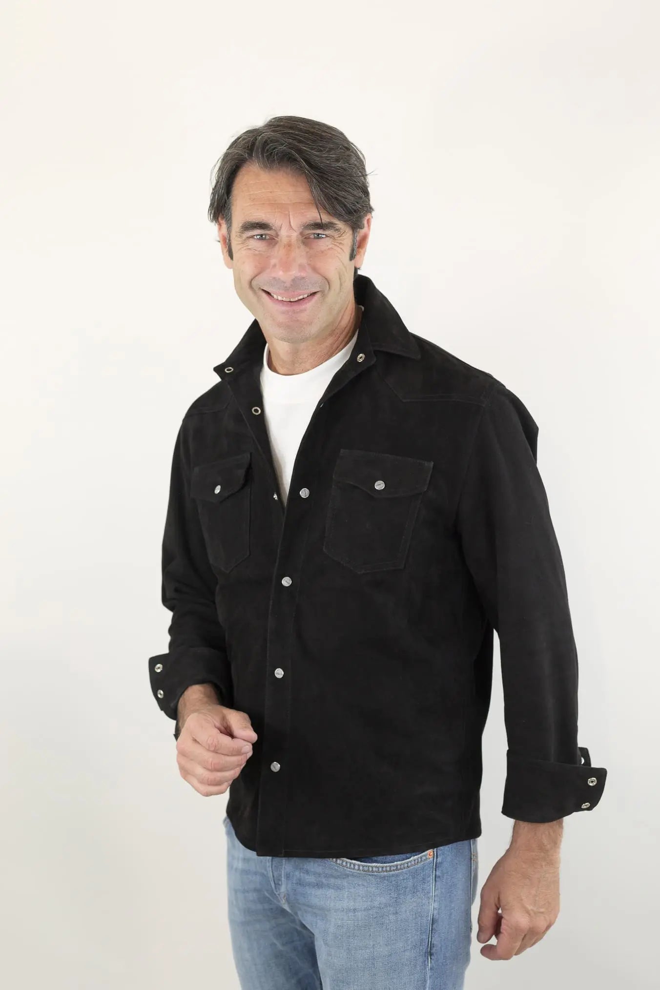 CONTRASTWAY Camicia Suede Texana Nera