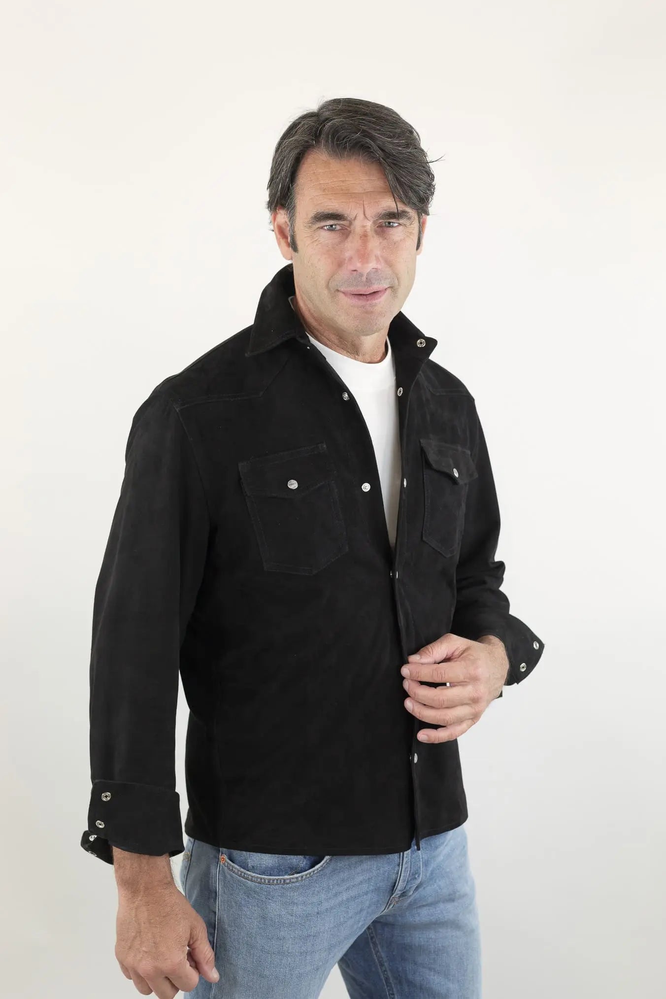 CONTRASTWAY Camicia Suede Texana Nera