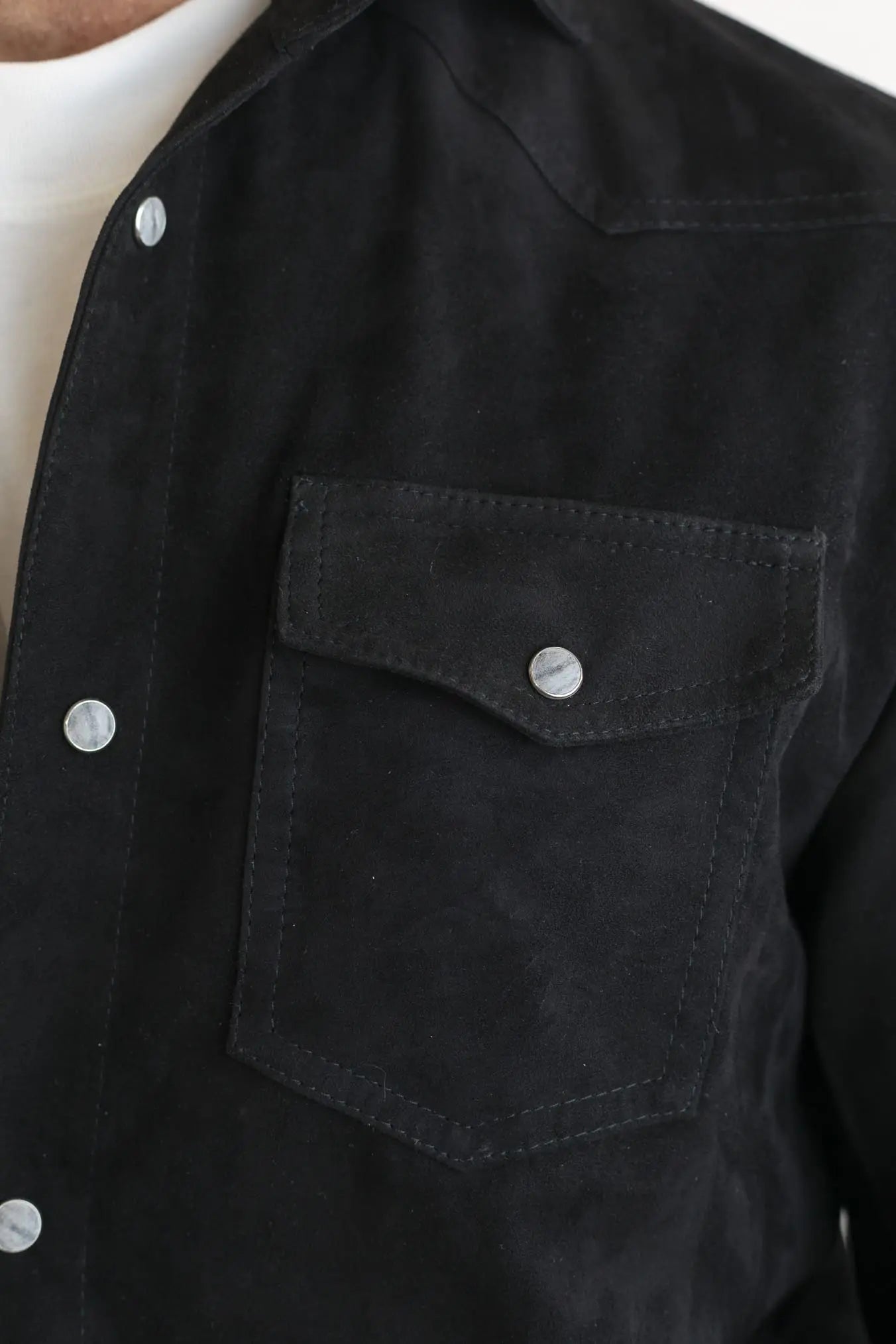 CONTRASTWAY Camicia Suede Texana Nera