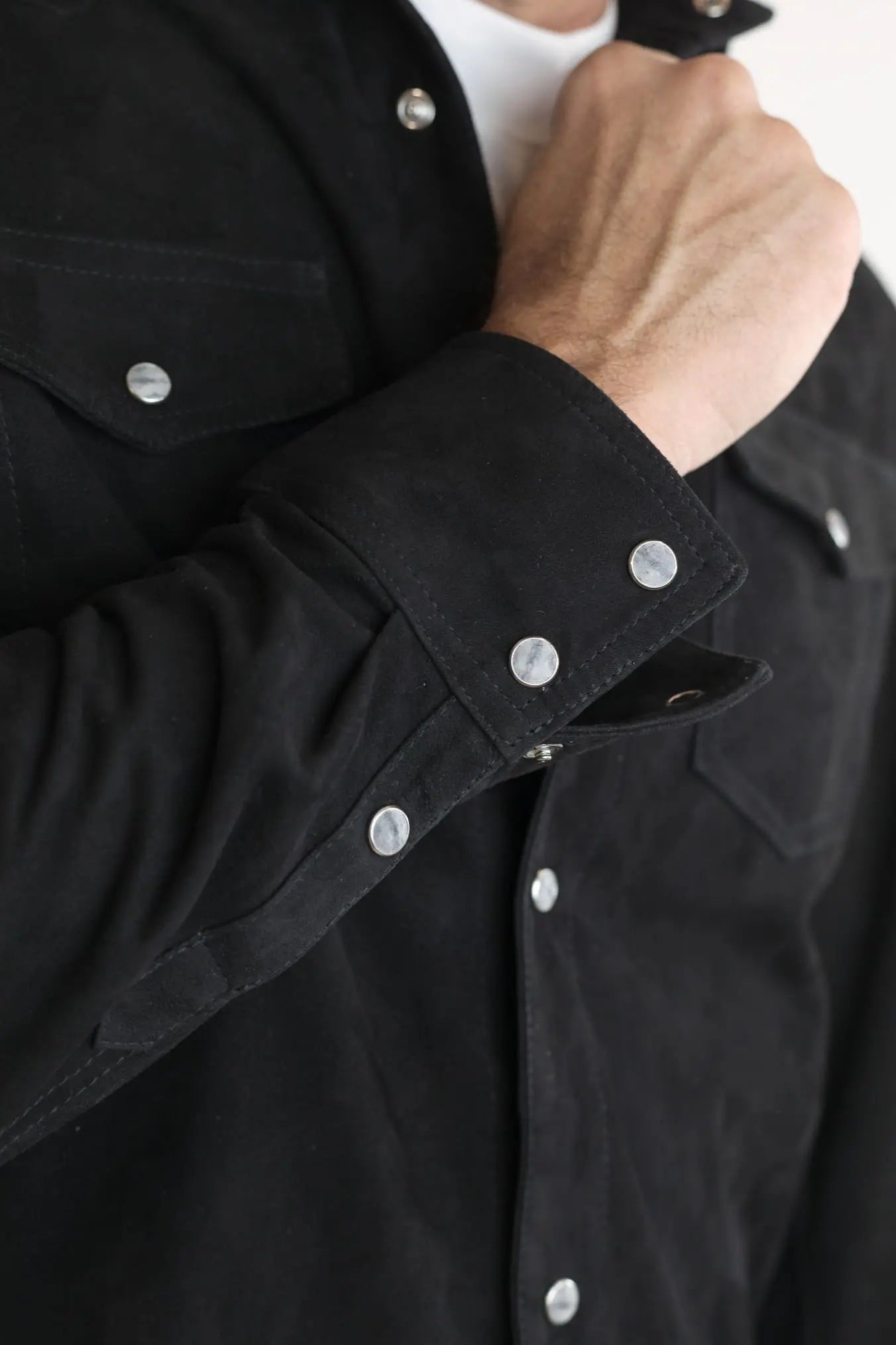 CONTRASTWAY Camicia Suede Texana Nera