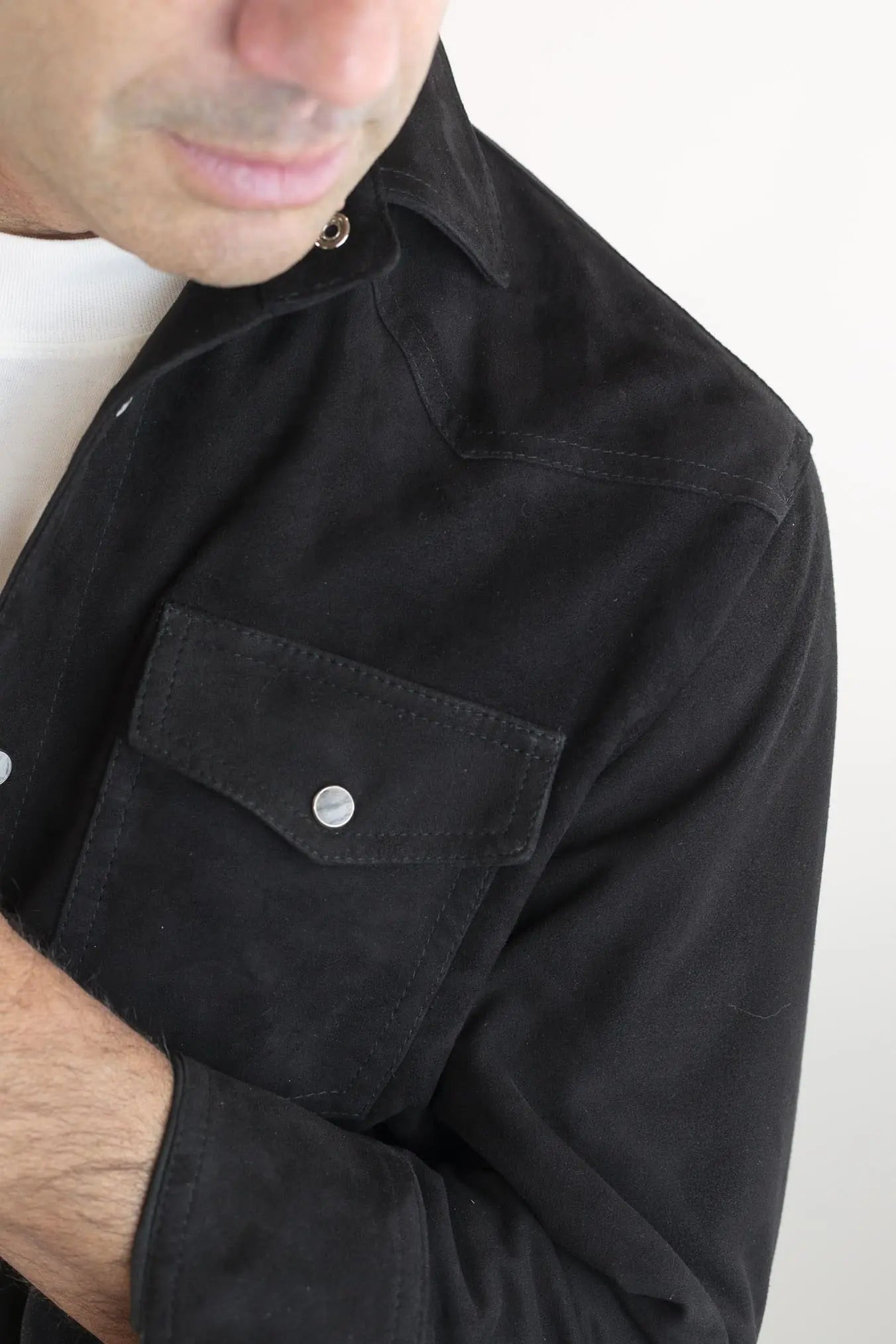 CONTRASTWAY Camicia Suede Texana Nera