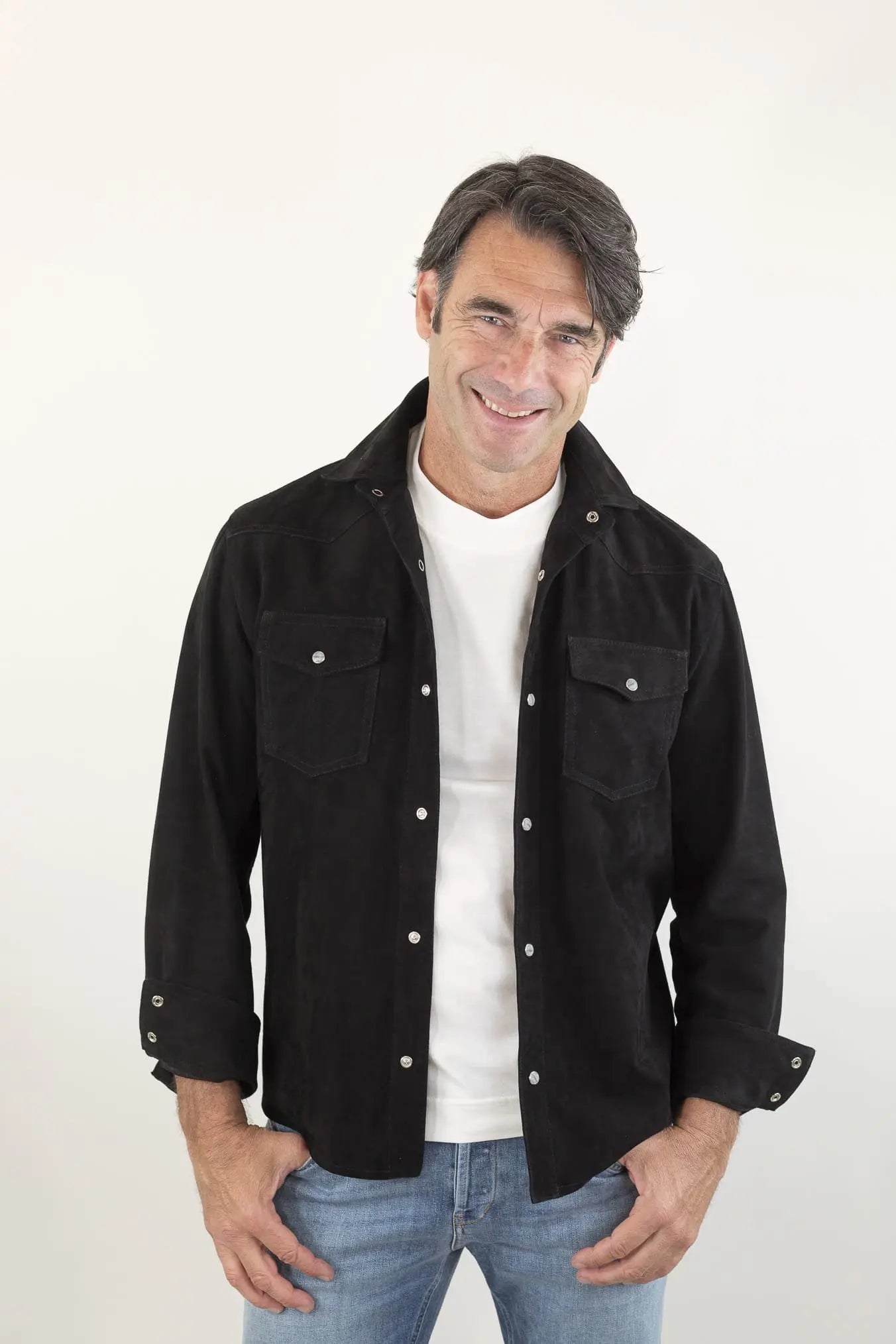 CONTRASTWAY Camicia Suede Texana Nera