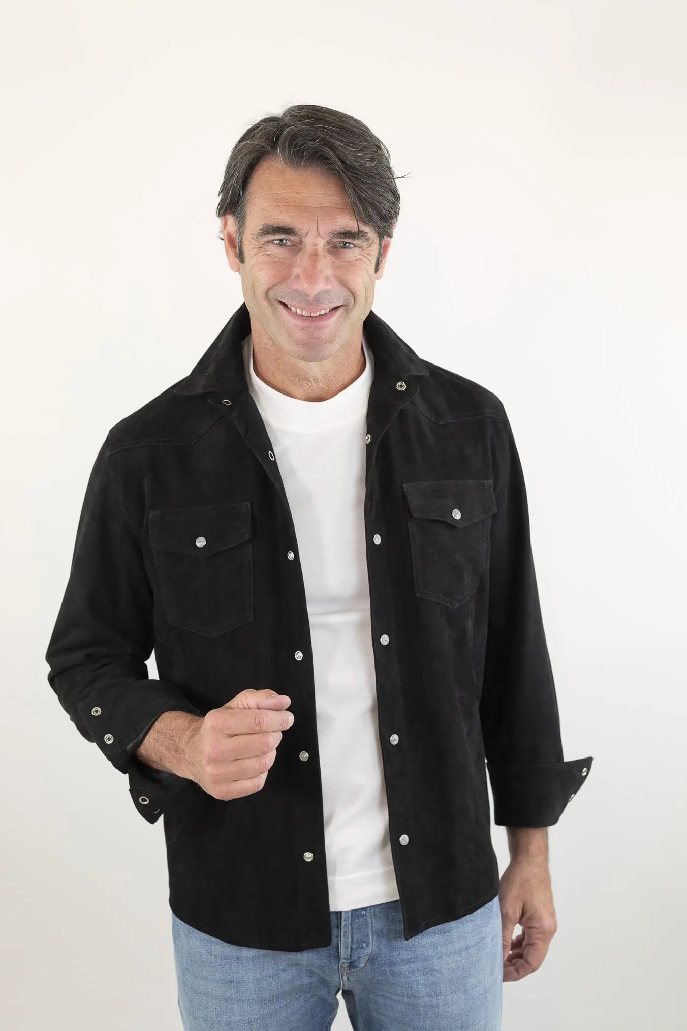 CONTRASTWAY Camicia Suede Texana Nera