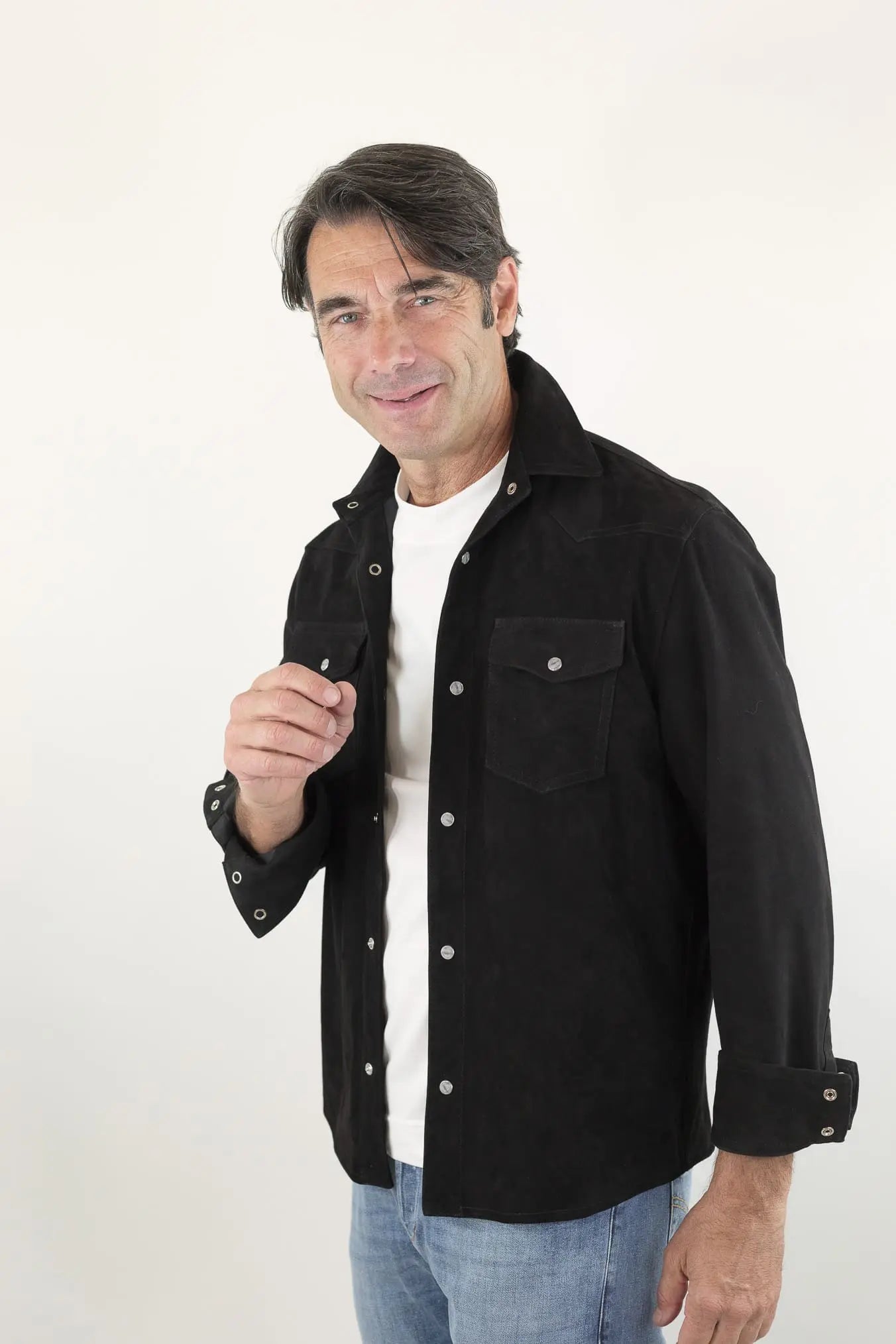 CONTRASTWAY Camicia Suede Texana Nera